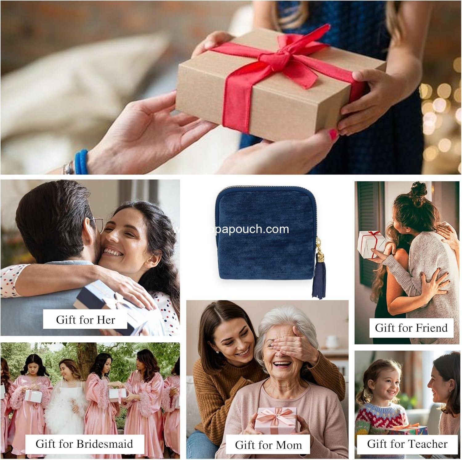 Wholesale Portable Jewelry Case Organizer for Women - Compact Jewelry Box with Small Pouches for Gemstones, Healing Crystals, Bracelets, Necklaces, and Bangles Storage, Gift Ring Holder with Blue Tassel, Supplier