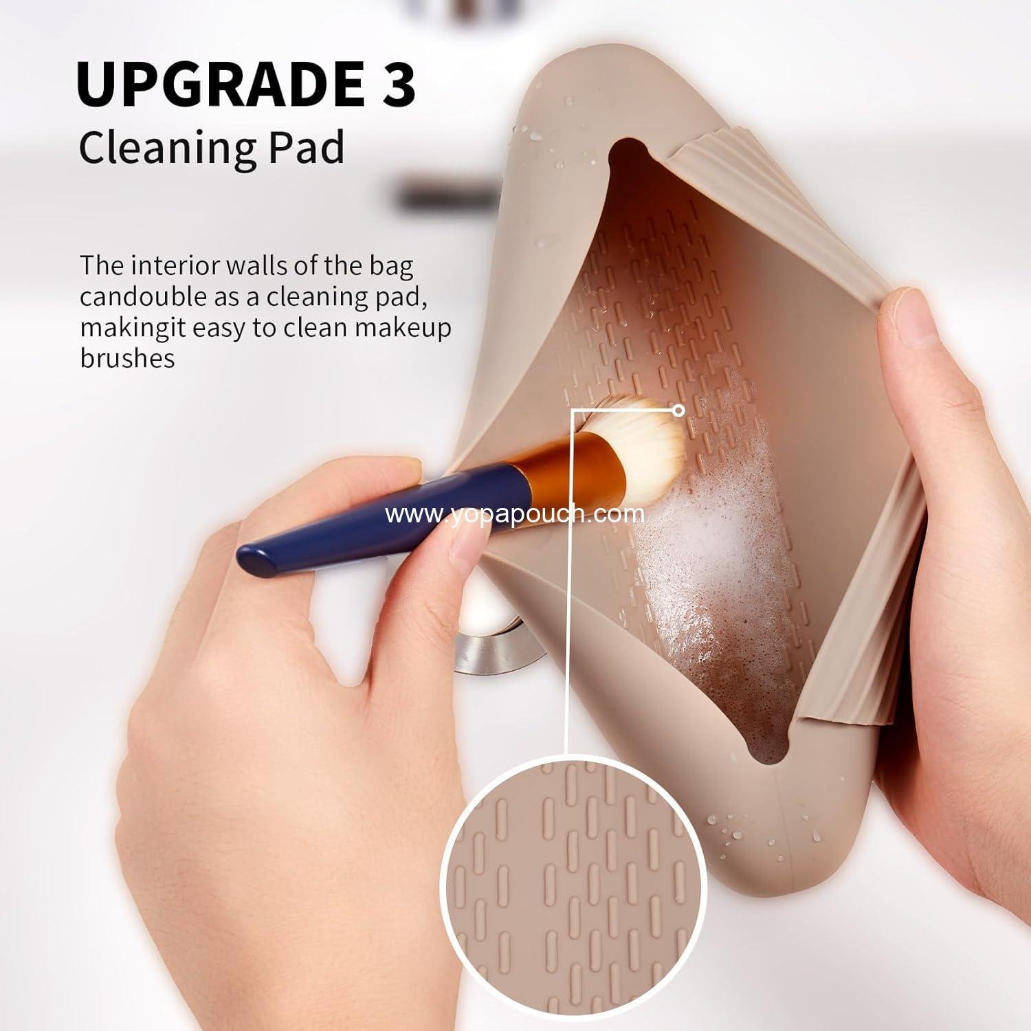 Wholesale Soft Portable Silicone Makeup Brush Holder Travel Cosmetic Bag with Anti-Fall Out Magnetic Closure, Large Makeup Brush Case - Supplier