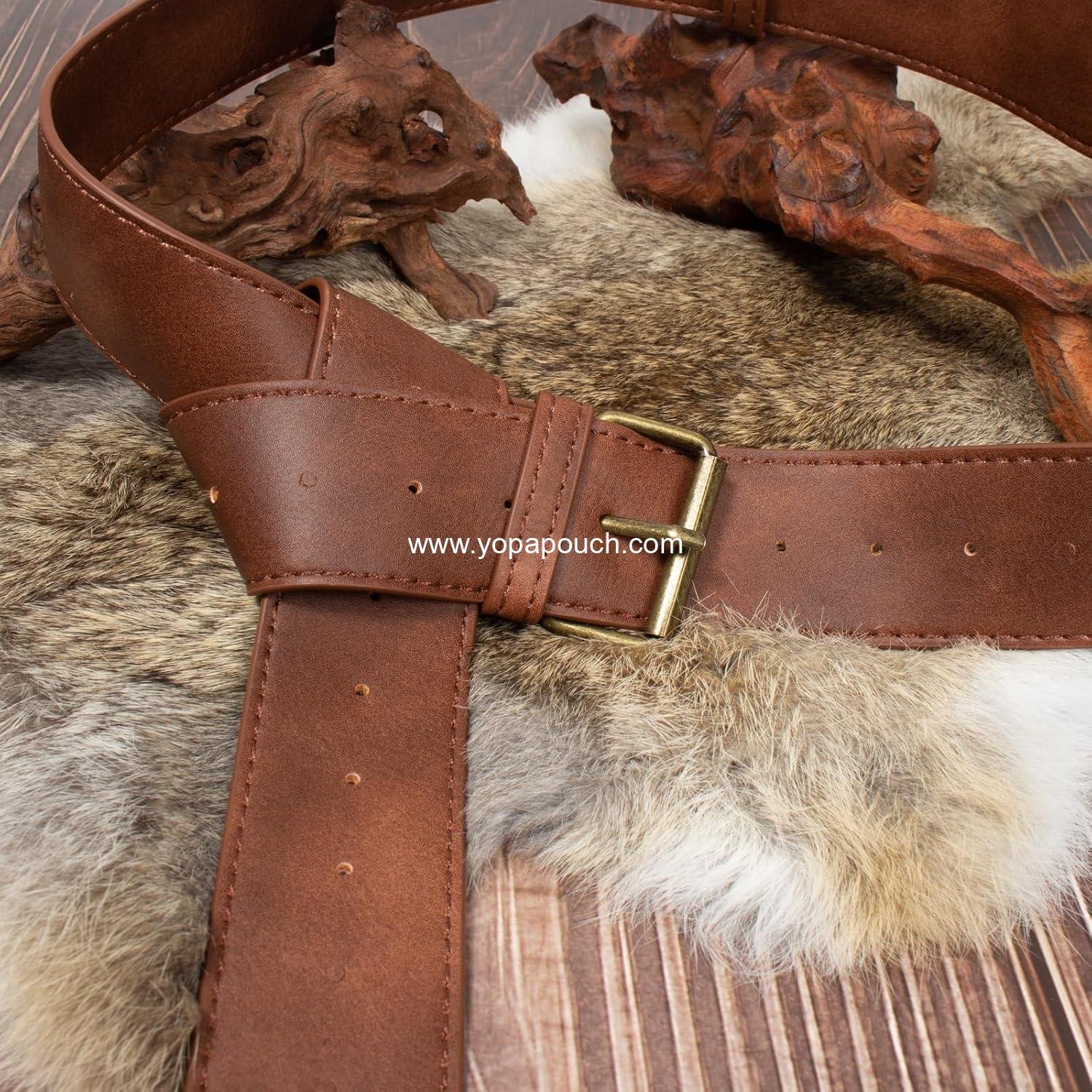 Wholesale Renaissance Belt Pouch Coin Purse Skirt Hike Set Medieval Festival Halloween Accessories Casual Fanny Pack Waist Bag (2 Pouches - Brown) Supplier