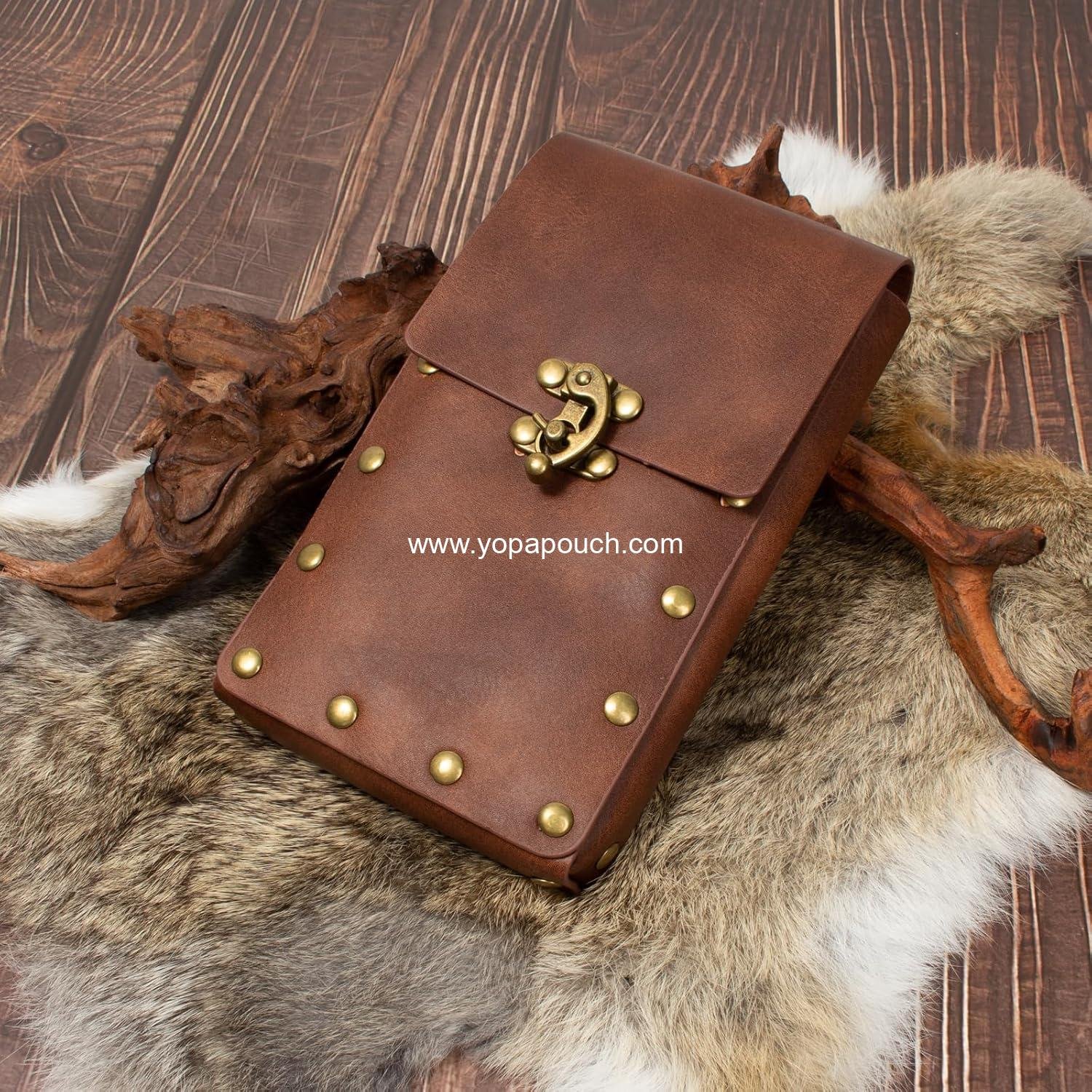 Wholesale Renaissance Belt Pouch Coin Purse Skirt Hike Set Medieval Festival Halloween Accessories Casual Fanny Pack Waist Bag (2 Pouches - Brown) Supplier