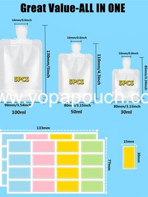 Wholesale 17 Travel Pouches for Toiletries, TSA Approved Portable Stand Up Containers, Refillable Accessories for Shampoo, Conditioner, Lotion, Soap, Liquids - Supplier