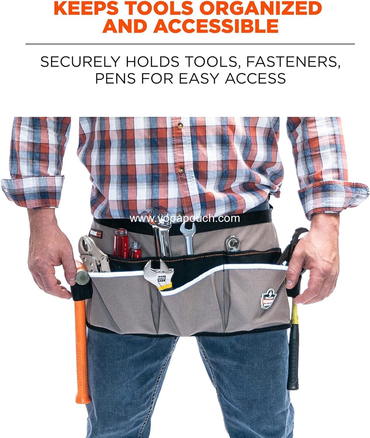 Wholesale Canvas Waist Tool Apron with 13 Pockets, Gray - Supplier