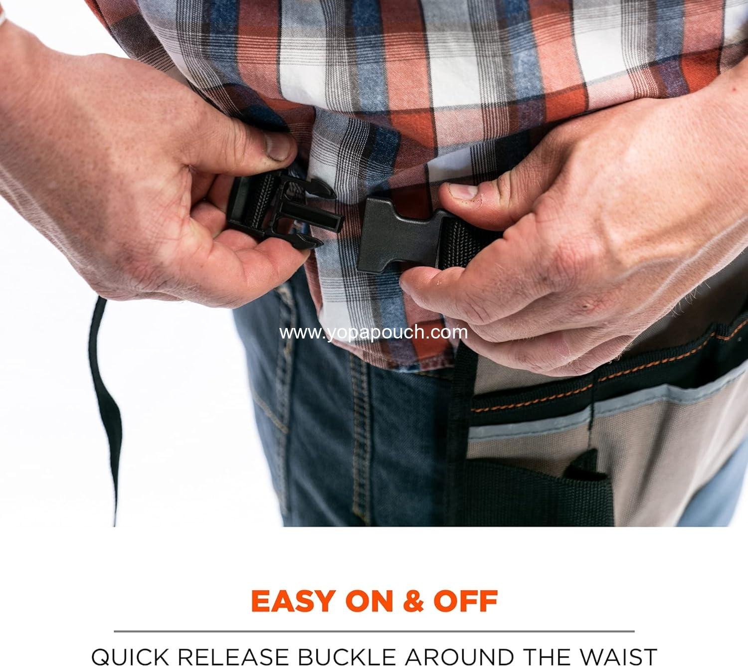 Wholesale Canvas Waist Tool Apron with 13 Pockets, Gray - Supplier