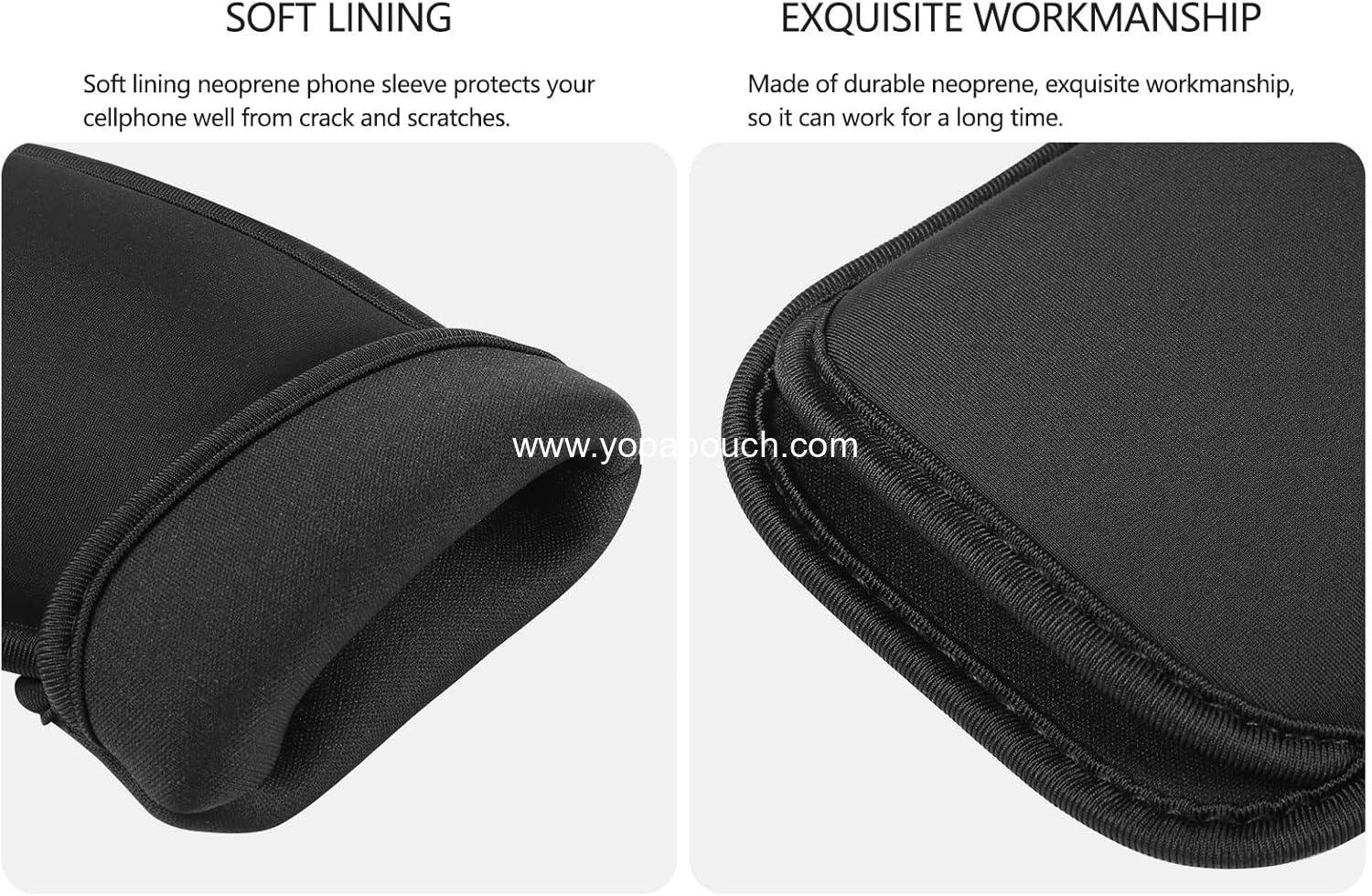 Wholesale Neoprene Cell Phone Sleeve Pouch for Apple iPhone 16 Pro Max, 16 Plus, Galaxy S25 Ultra, S25+, S24 FE, A16, A35, A55, Pixel 9 Pro XL, OnePlus 13, 13R (Large, Fits Slim Case) - Supplier