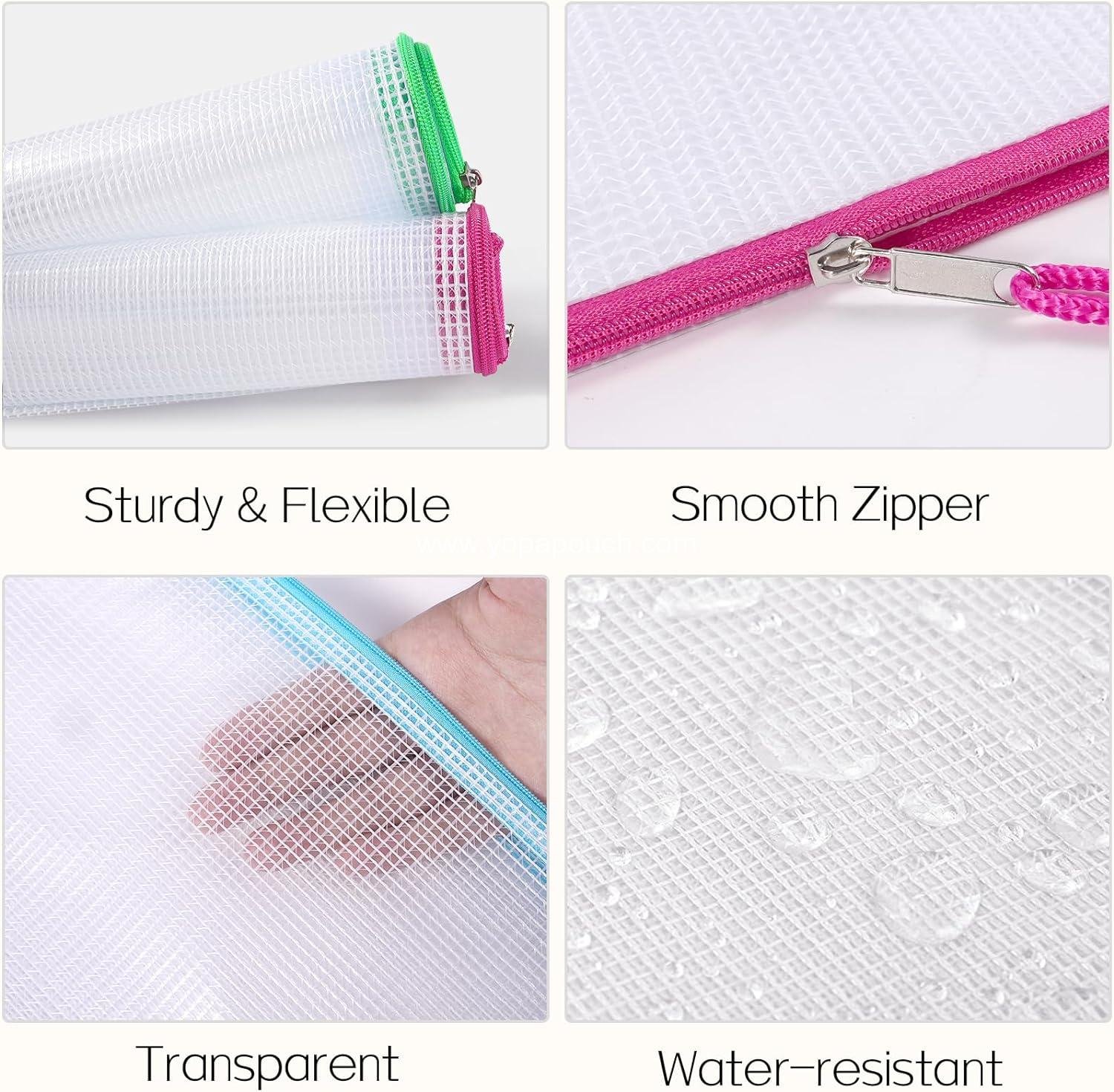 Wholesale 24 Pack Mesh Zipper Pouches with Sticky Labels - A4 Mesh Bags for Organizing Board Games and Puzzles, Durable Letter Size File Folder Organizer for Classroom and Office Supplies Supplier