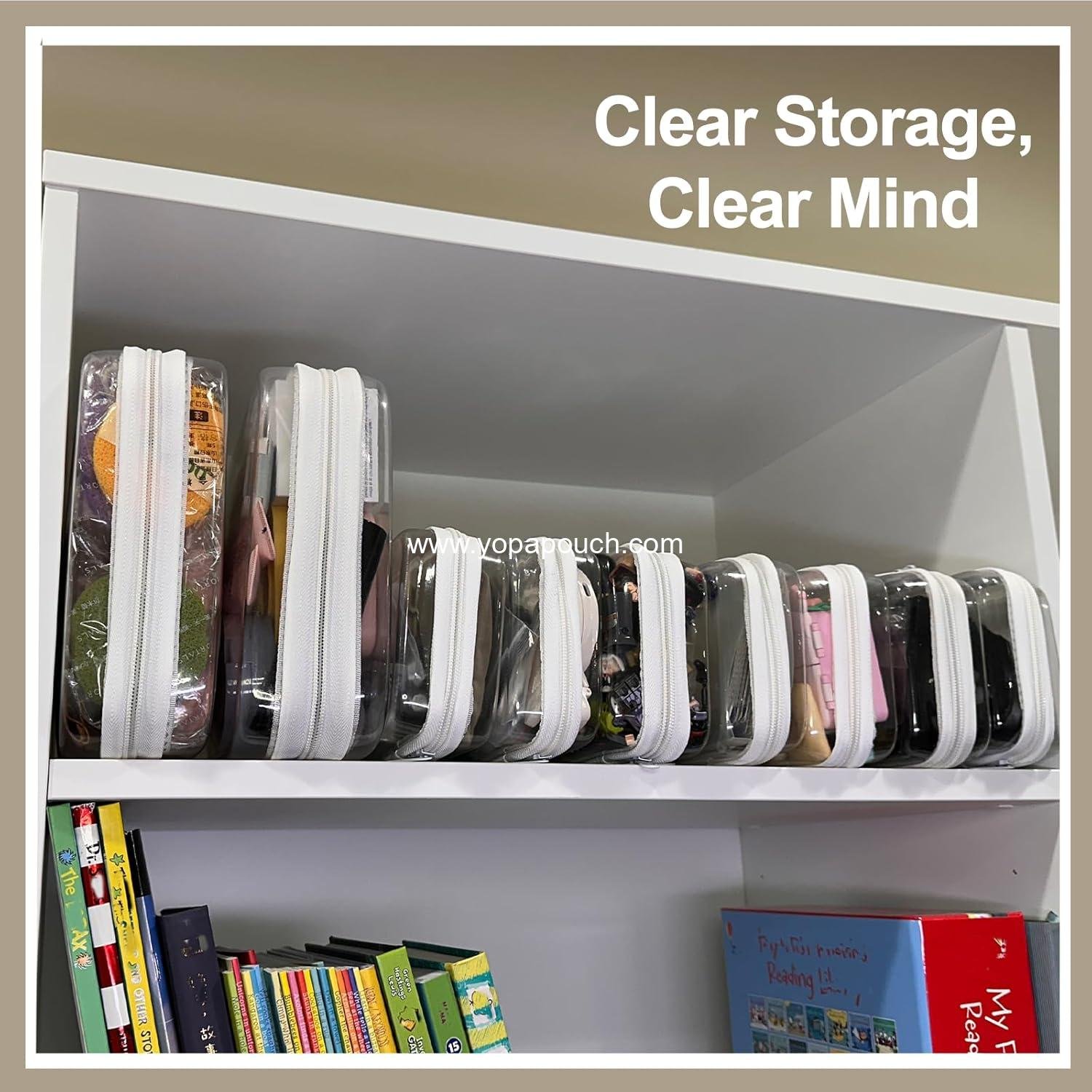 Wholesale Clear Zipper Pouches - 4 pcs Hard Shell Toiletry Bag for Travel, Clear Diaper Bag, Travel Organizer, Cosmetic Pouch, Toy Storage Bins (M+3S) Supplier