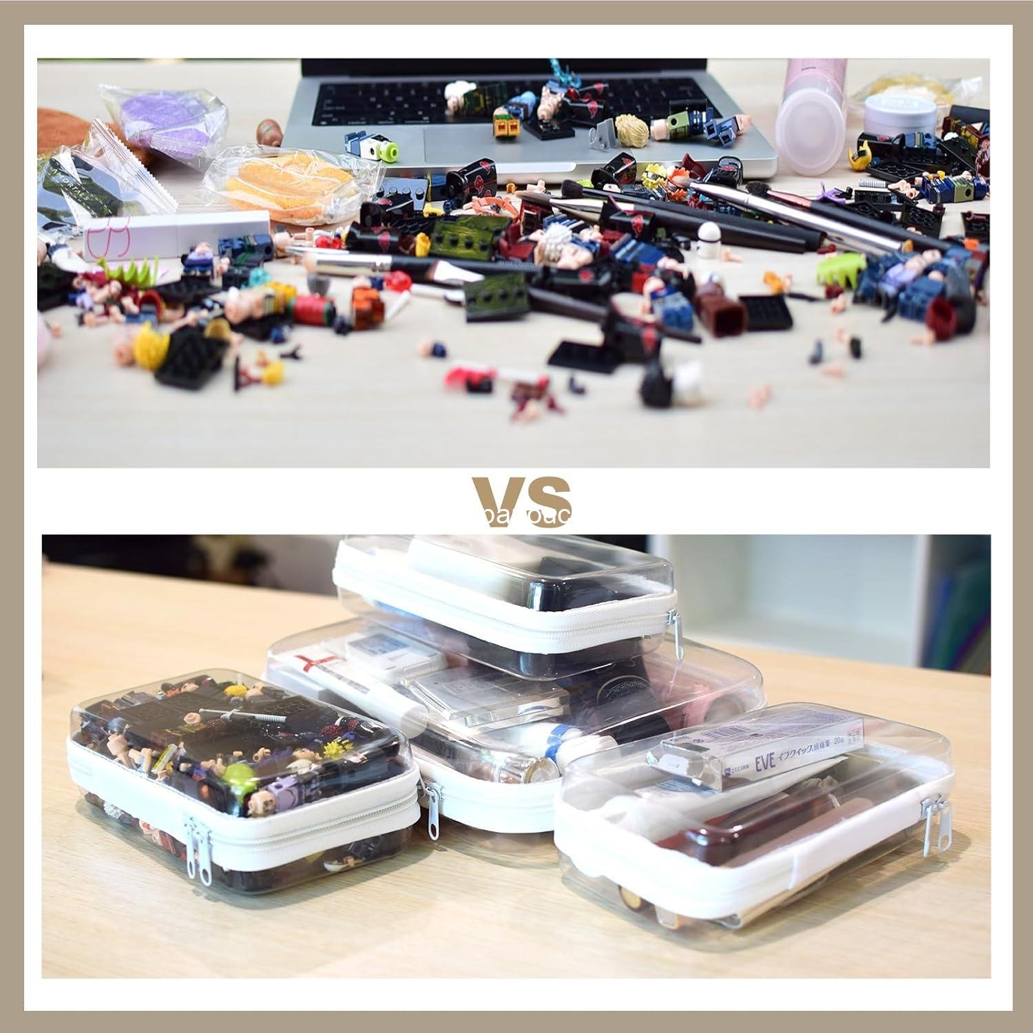 Wholesale Clear Zipper Pouches - 4 pcs Hard Shell Toiletry Bag for Travel, Clear Diaper Bag, Travel Organizer, Cosmetic Pouch, Toy Storage Bins (M+3S) Supplier