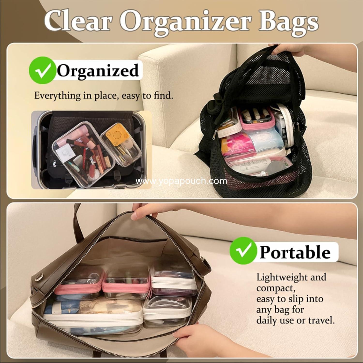 Wholesale Clear Zipper Pouches - 4 pcs Hard Shell Toiletry Bag for Travel, Clear Diaper Bag, Travel Organizer, Cosmetic Pouch, Toy Storage Bins (M+3S) Supplier
