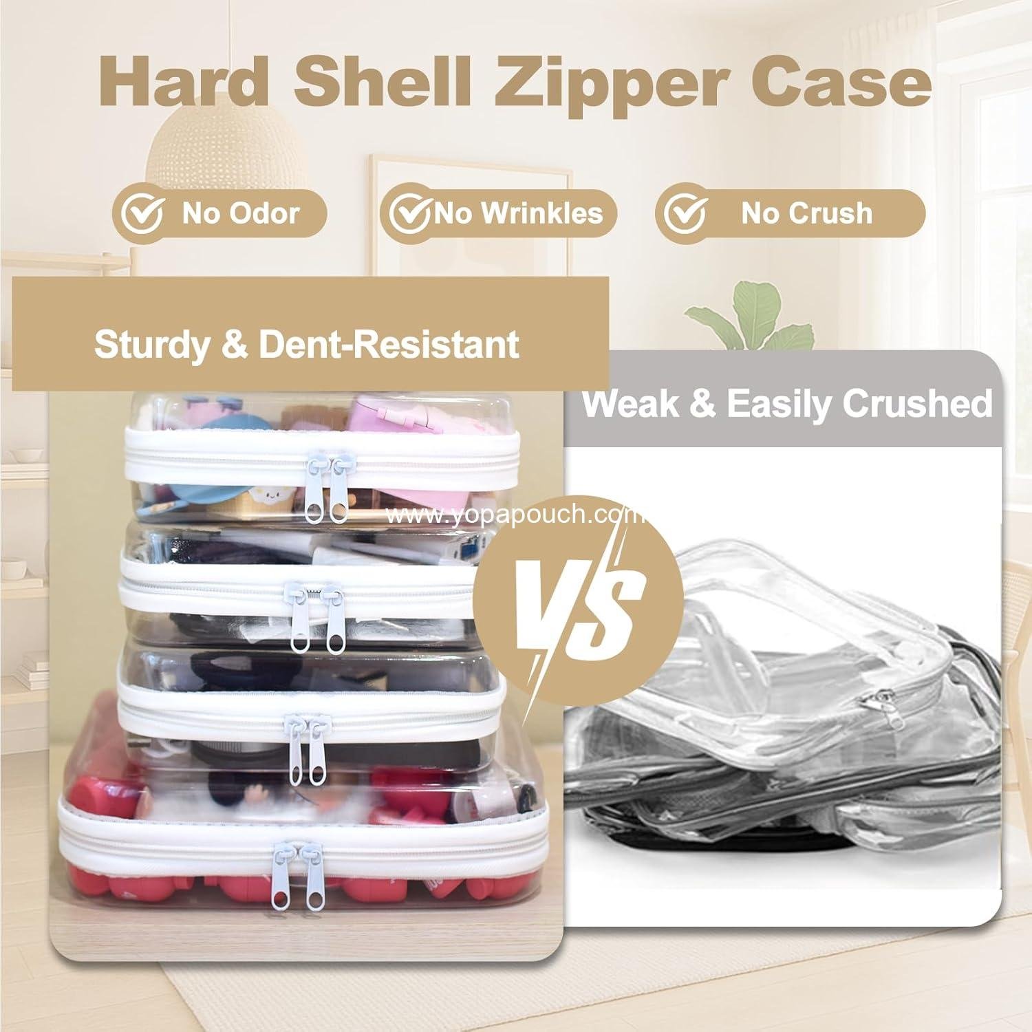 Wholesale Clear Zipper Pouches - 4 pcs Hard Shell Toiletry Bag for Travel, Clear Diaper Bag, Travel Organizer, Cosmetic Pouch, Toy Storage Bins (M+3S) Supplier