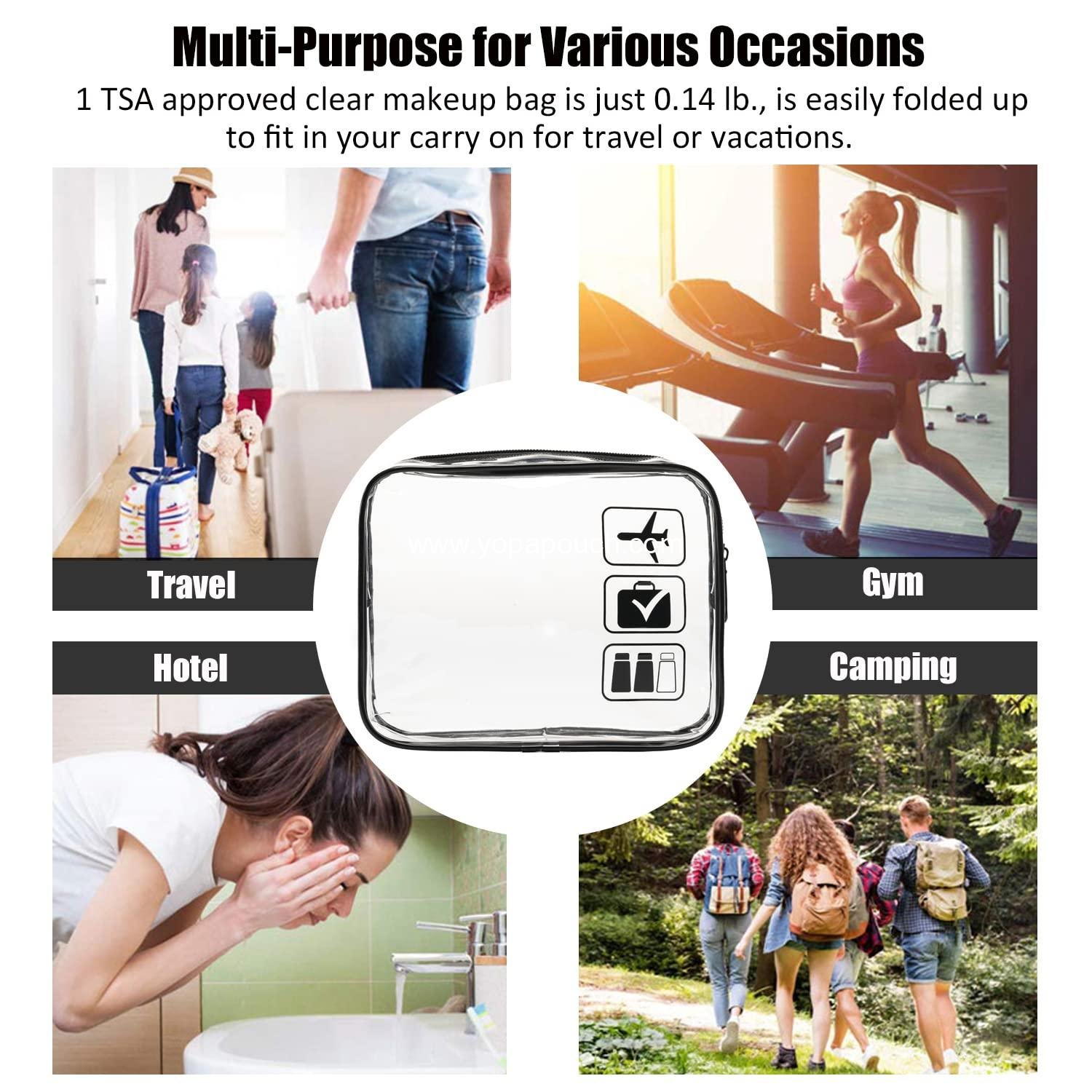 Wholesale Clear Toiletry Bag Set, 3 Quart Size Travel Makeup Cosmetic Bags for Women and Men, Airport Compliant Carry-On Bag (Black) Supplier