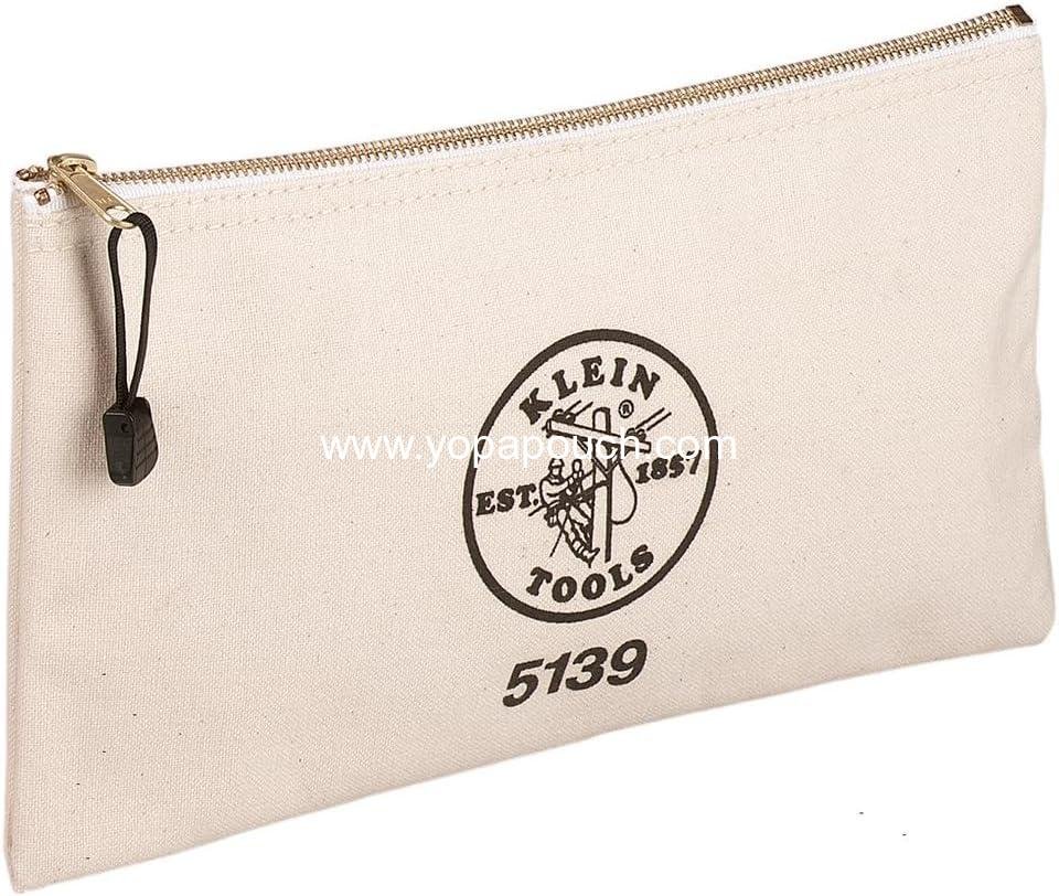 KLEIN TOOLS Zipper Bag, Canvas Tool Pouch with Heavy Duty Brass Zipper Close