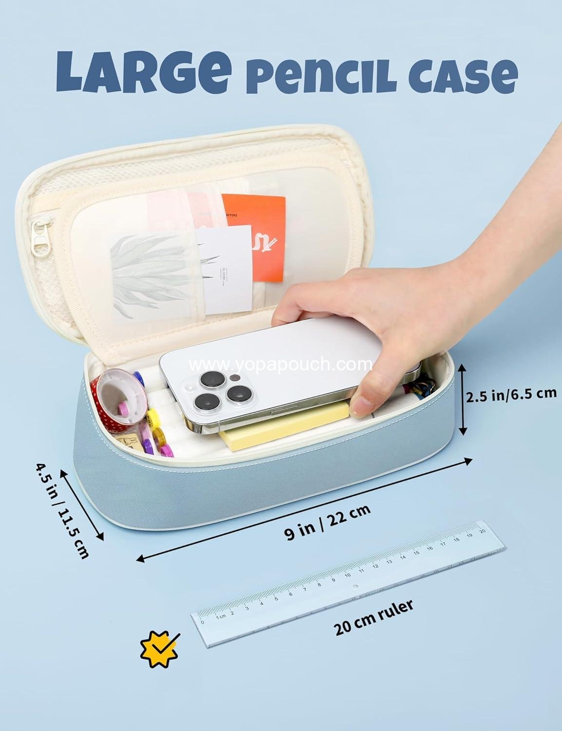 Wholesale Aesthetic Pencil Case, Colored Large Zipper Pouch, Kawaii Stationery Organizer for Teen and Adult Girls, School Supplies, Supplier