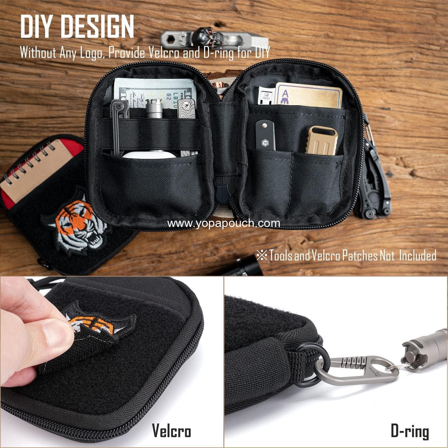 Wholesale Small EDC Pouch Pocket Organizer Mighty Pouch for Men with Patches D-Ring Tool Bag Supplier