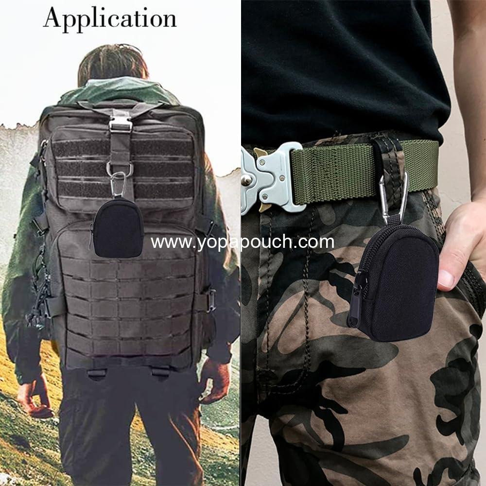 Wholesale Tactical Coin Purse - Military Pocket Keychain Pouch Mini Tool Organizer for Coins, Car Keys, Earphones, Waist Case, and Backpack Accessory (Black - 1 pc) Supplier
