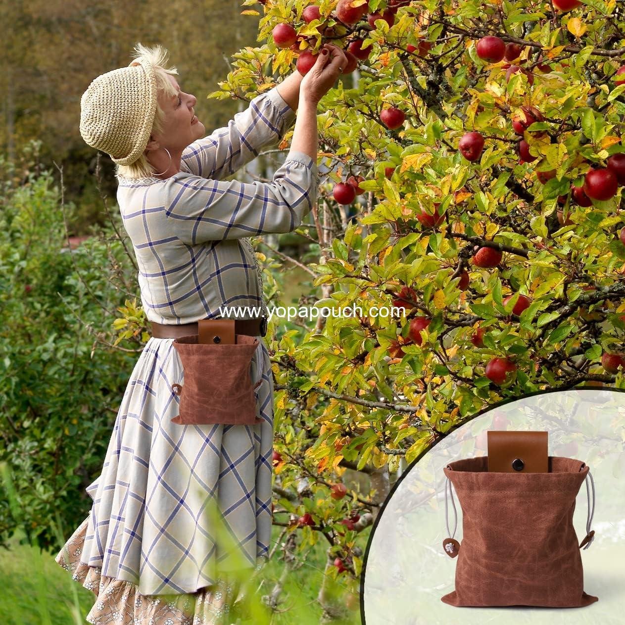 Wholesale Foldable Leather Foraging Bag, Waxed Canvas Outdoor Picking Pouch with Drawstring, Multi-Purpose Bag for Camping, Hiking, Travel, and Collecting Treasures - Manufacturer