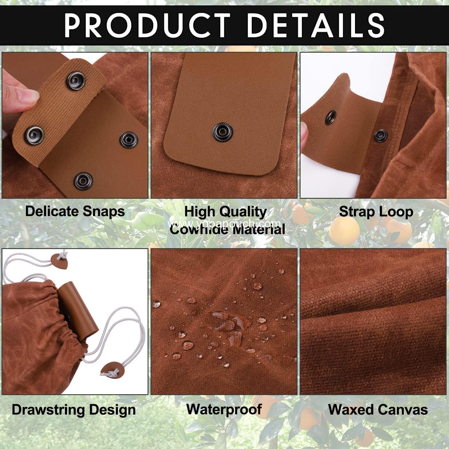 Wholesale Foldable Leather Foraging Bag, Waxed Canvas Outdoor Picking Pouch with Drawstring, Multi-Purpose Bag for Camping, Hiking, Travel, and Collecting Treasures - Manufacturer