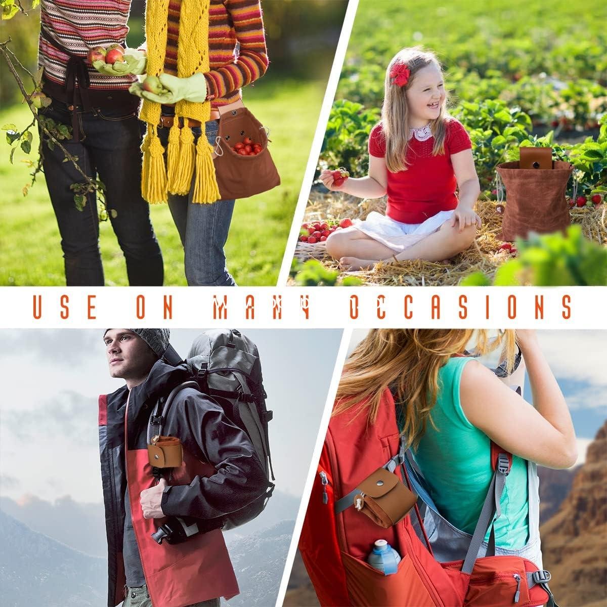 Wholesale Foldable Leather Foraging Bag, Waxed Canvas Outdoor Picking Pouch with Drawstring, Multi-Purpose Bag for Camping, Hiking, Travel, and Collecting Treasures - Manufacturer