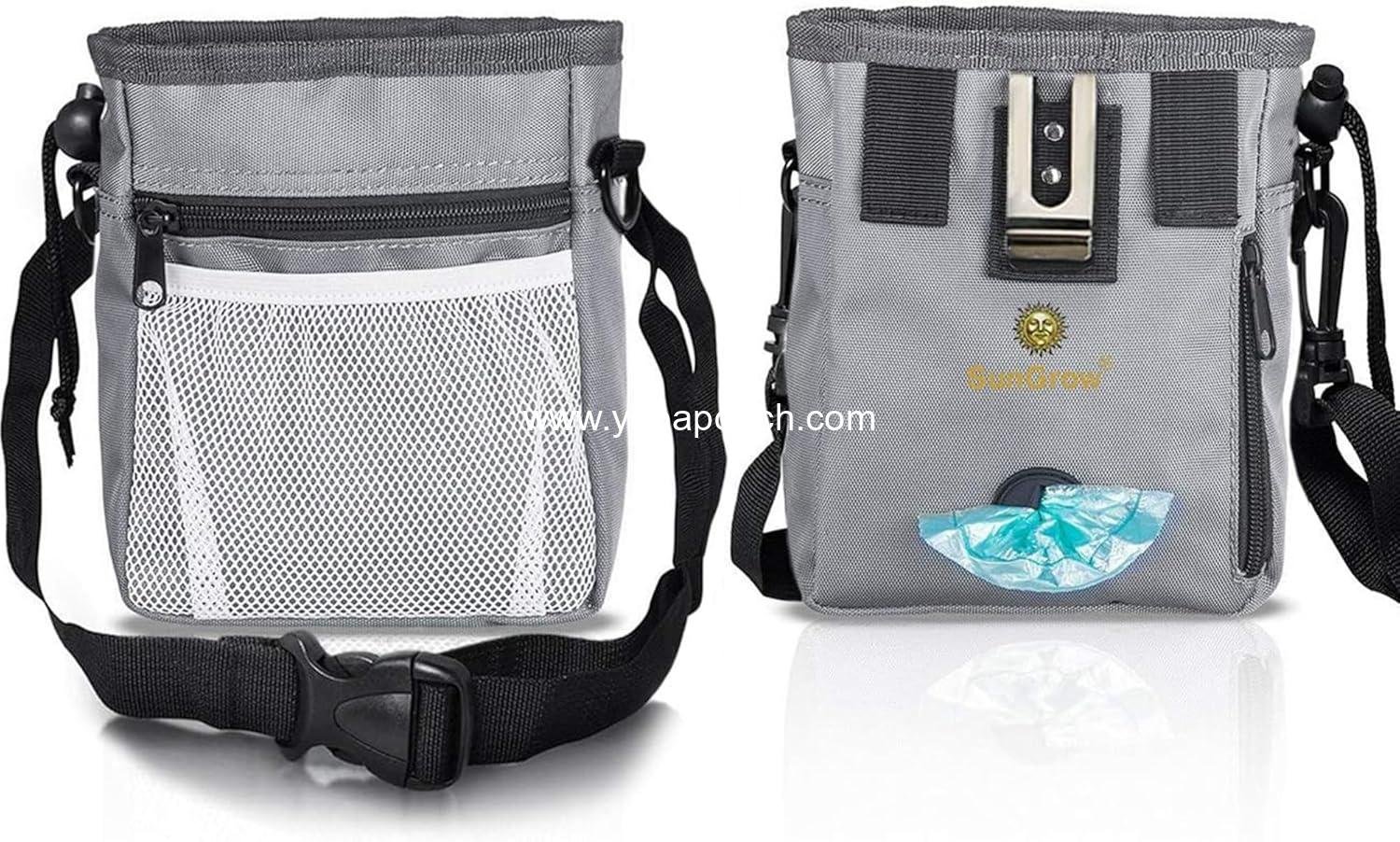 Wholesale Dog Travel Pouch, Training Bag for Treats, Kibbles, Toys & Accessories, Gray, Multiwear, Weather-Proof, Adjustable Shoulder Strap and Waist Belt, Factory