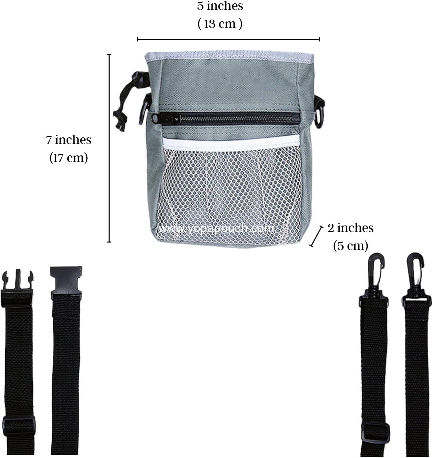 Wholesale Dog Travel Pouch, Training Bag for Treats, Kibbles, Toys & Accessories, Gray, Multiwear, Weather-Proof, Adjustable Shoulder Strap and Waist Belt, Factory