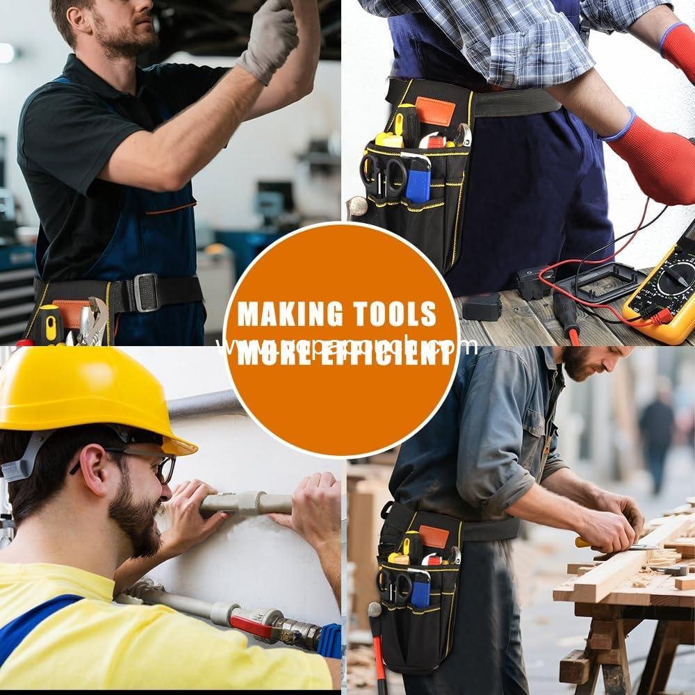 Wholesale Universal Small Tool Pouch - Industrial Grade Tool Bag with Belt, Thickened Wear-Resistant Oxford Cloth, 12 Storage Ports, Ideal for Electricians, Mechanics, Carpenters, and More - Supplier