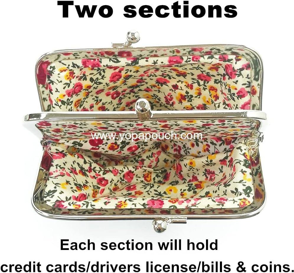 Wholesale Cute Floral Buckle Coin Purse Vintage Kiss-lock Change Wallet 4.5