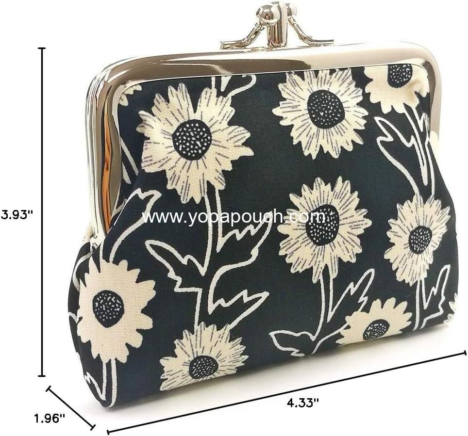 Wholesale Cute Floral Buckle Coin Purse Vintage Kiss-lock Change Wallet 4.5