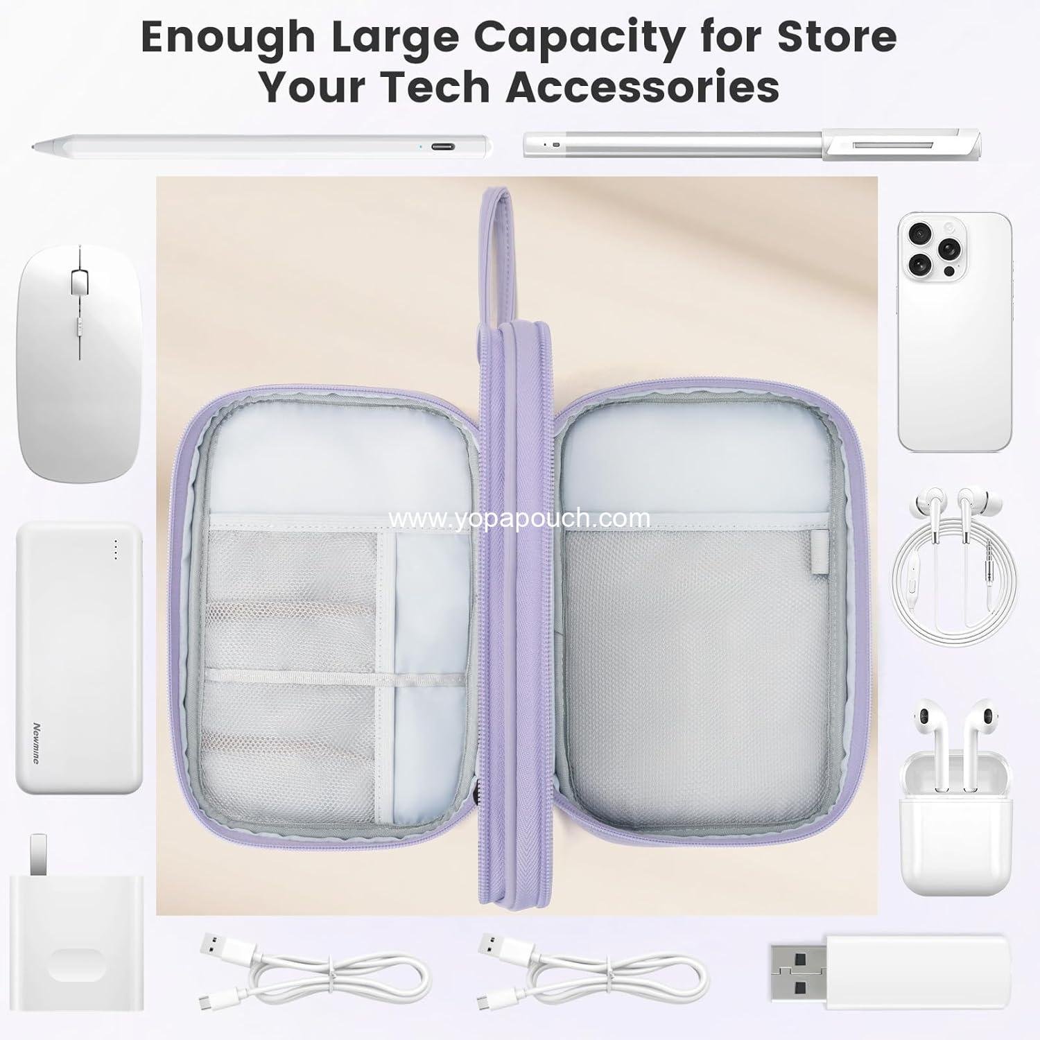 OEM Lightweight Electronics Organizer Travel Case - Double Layered Travel Cable Organizer for Charger, Cord, Phone, Flash Drive, Accessories - 12