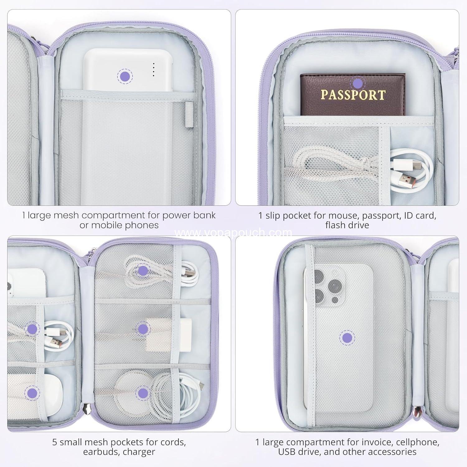 OEM Lightweight Electronics Organizer Travel Case - Double Layered Travel Cable Organizer for Charger, Cord, Phone, Flash Drive, Accessories - 12