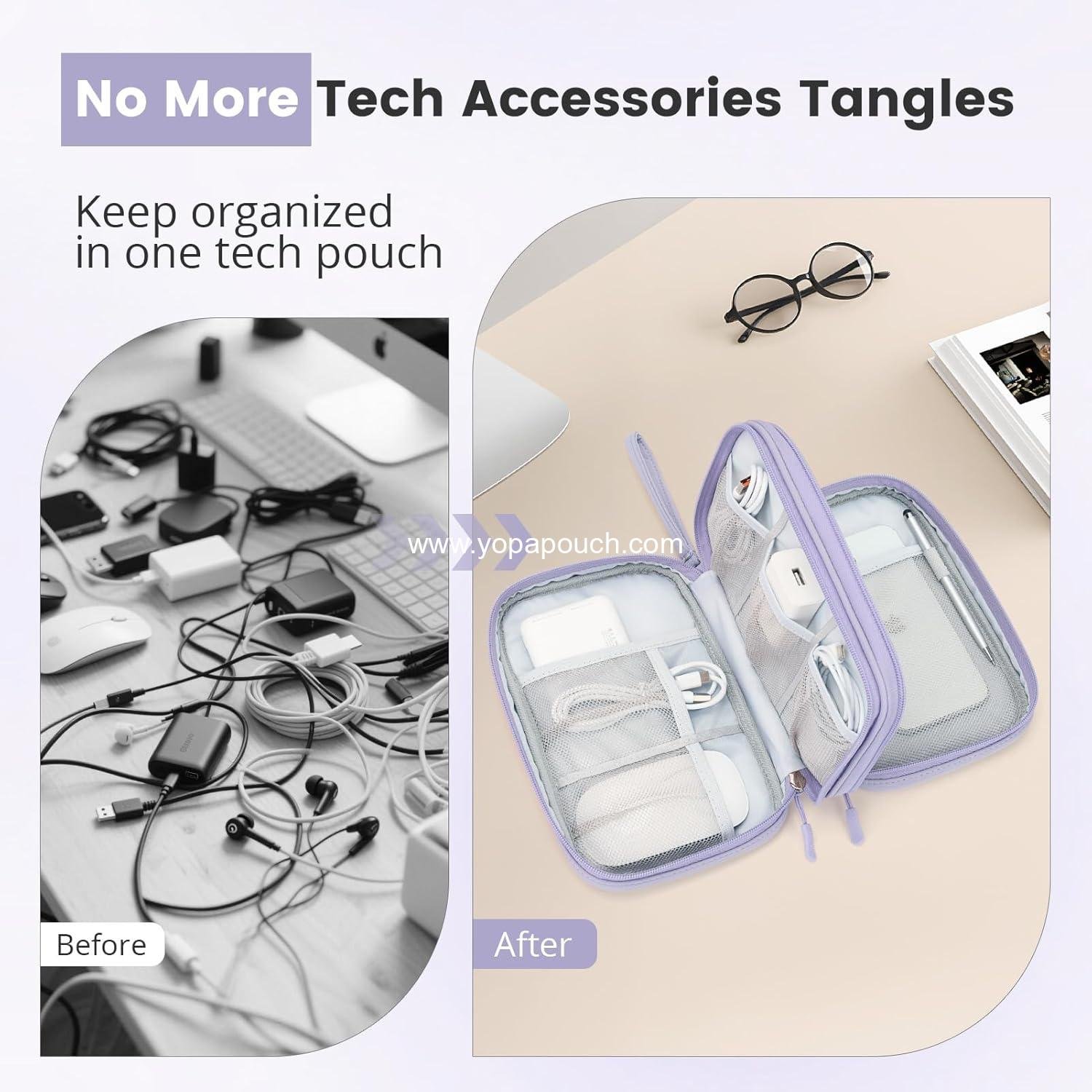 OEM Lightweight Electronics Organizer Travel Case - Double Layered Travel Cable Organizer for Charger, Cord, Phone, Flash Drive, Accessories - 12