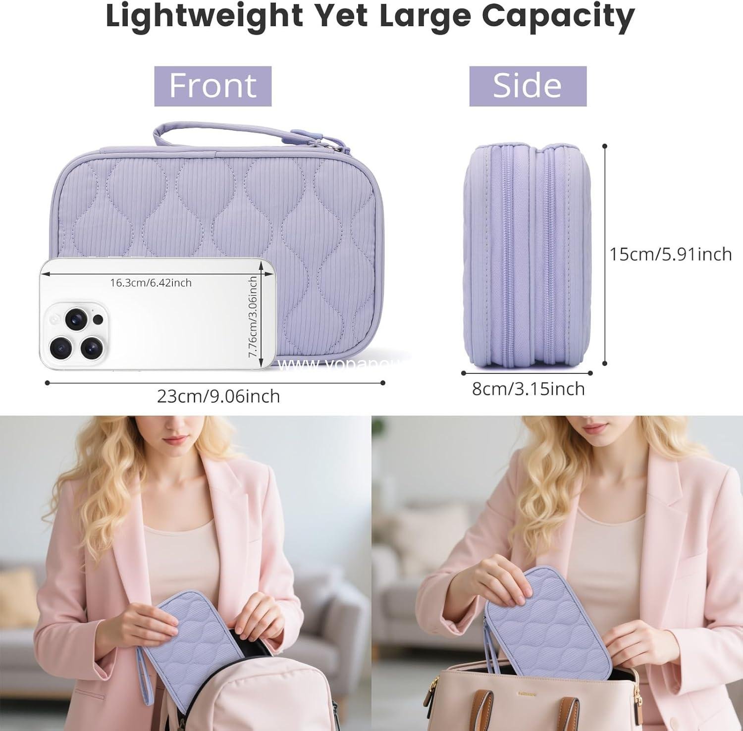 OEM Lightweight Electronics Organizer Travel Case - Double Layered Travel Cable Organizer for Charger, Cord, Phone, Flash Drive, Accessories - 12