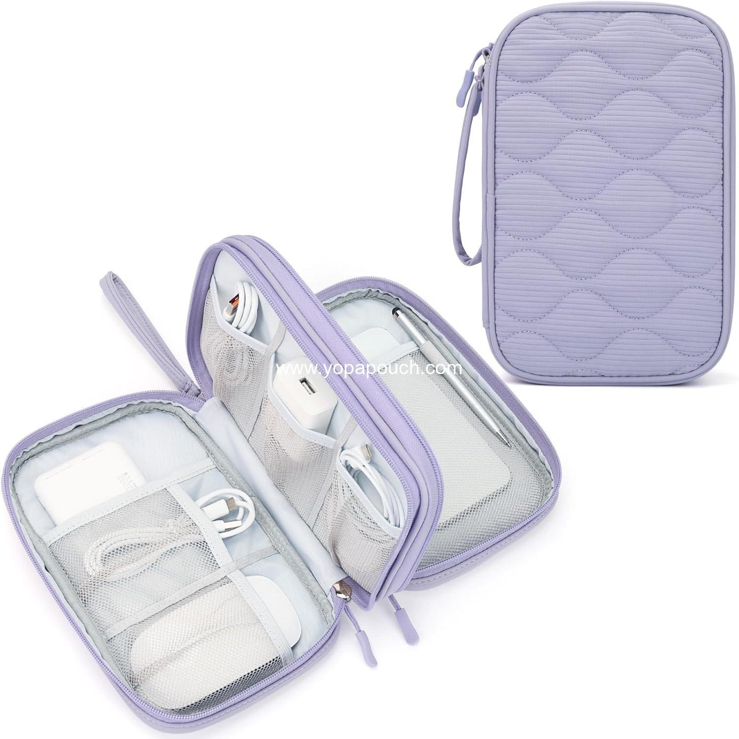 Skycase Tech Pouch - Lightweight Electronics Organizer Travel Case, Double Layers Travel Cable Organizer, All-in-One Storage Bag for Charger, Cord, Phone, Flash Drive, Accessories