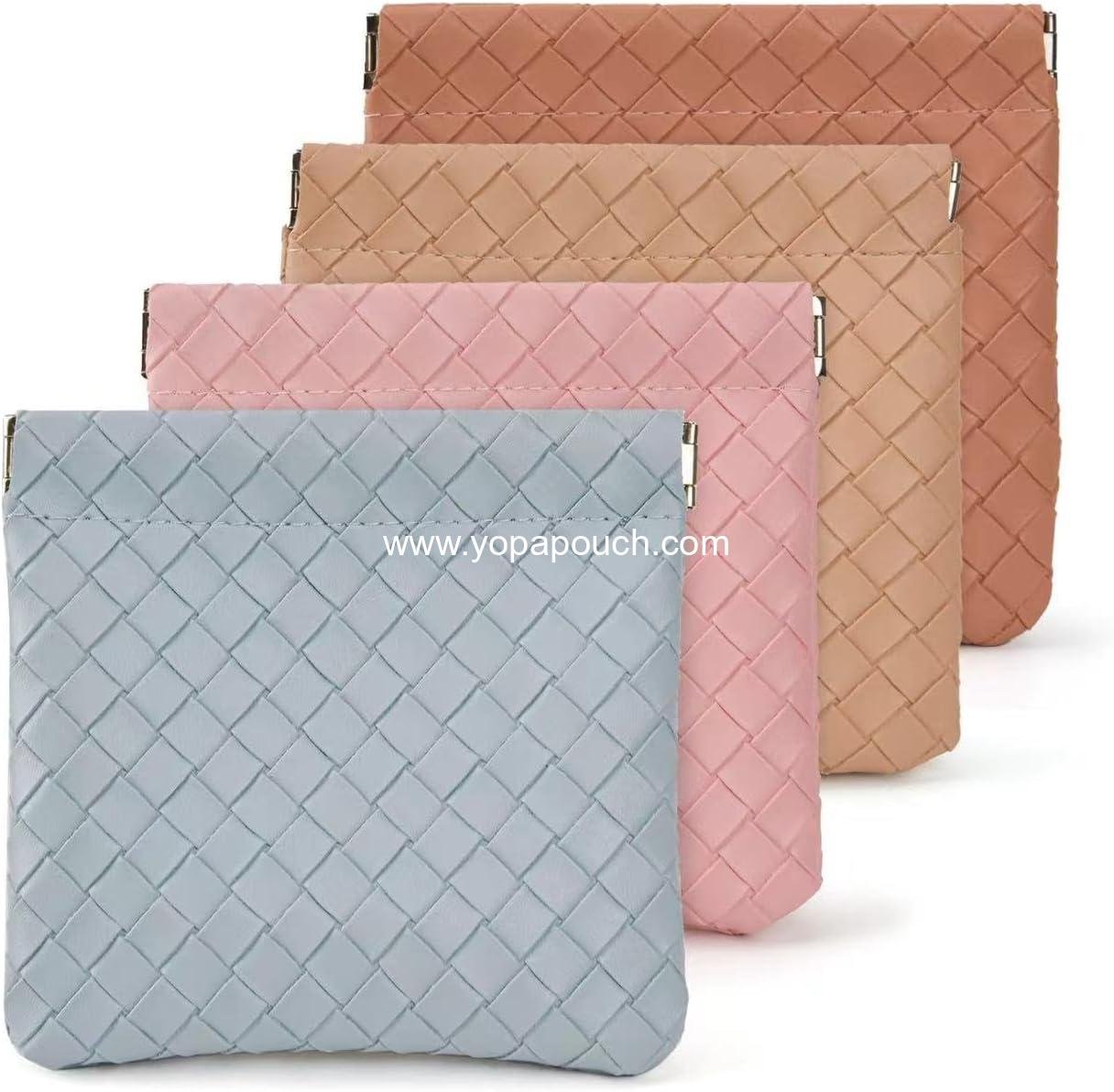 4PCS Small Makeup Bag for Purse，Waterproof Leather Portable Mini Makeup Bag,Snap Closure Organizer Pouch for Coin Cards Jewelry Lipstick Cosmetic Accessories，Small Travel Kit Storage Pouch