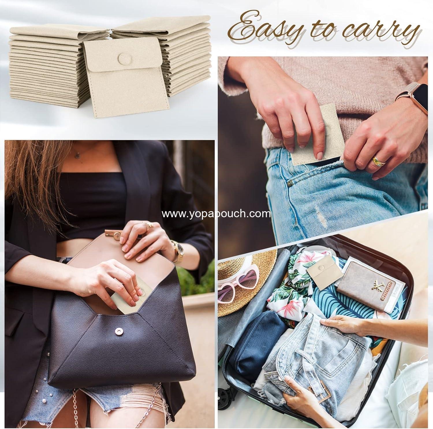 Wholesale 120 Pack Microfiber Jewelry Pouch with Cleaning Cloth 3.2