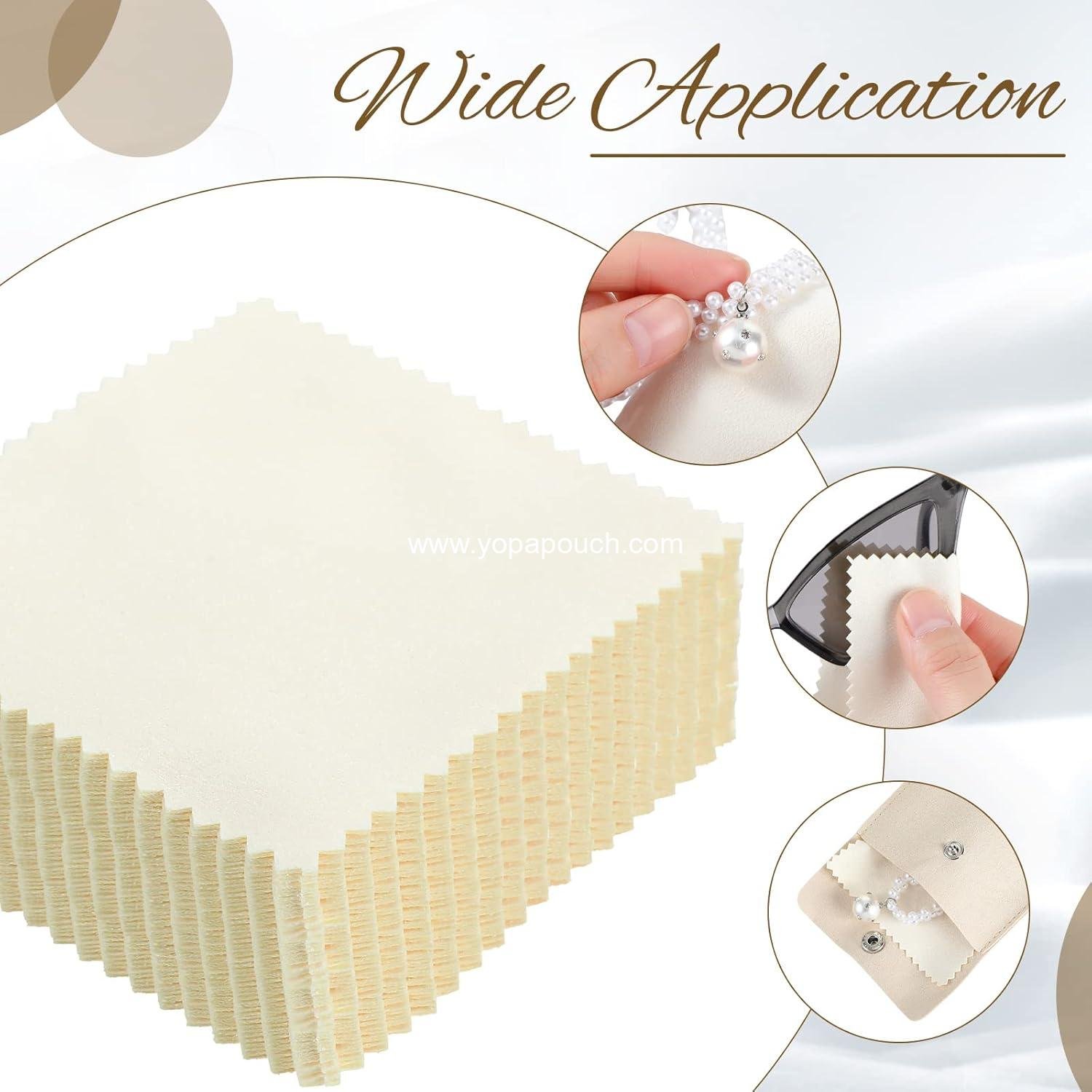 Wholesale 120 Pack Microfiber Jewelry Pouch with Cleaning Cloth 3.2