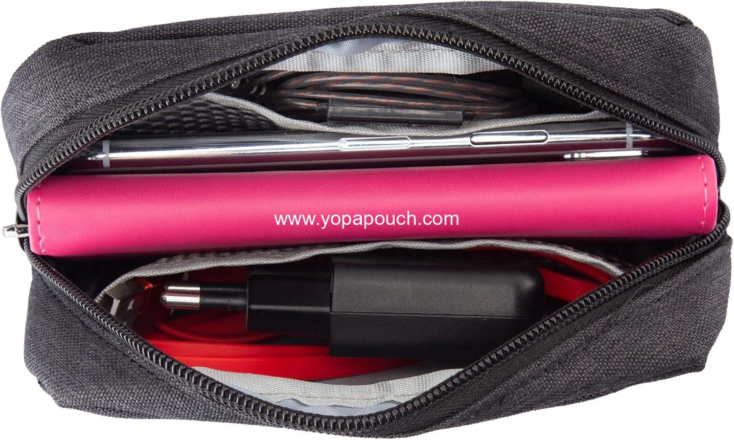 Wholesale Makeup Cosmetic Bag Small Pouch for Purse Toiletry Zipper Pouch Tech Bag Electronic Organizer Travel Case Storage Pouches for Organization Black Supplier