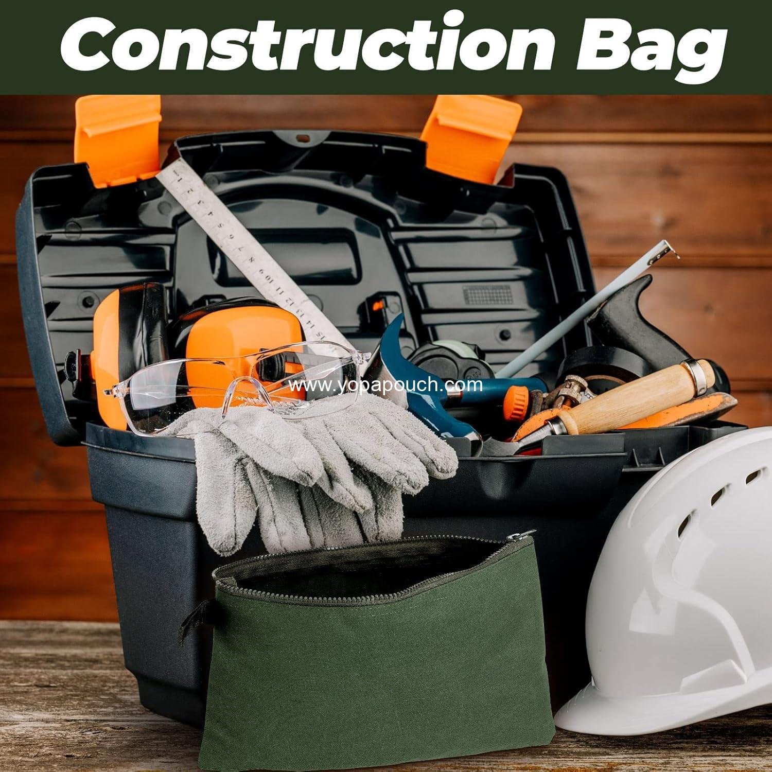 Wholesale 12 Pcs Canvas Tool Bag Pouch Heavy Duty Zipper Organizer 11.81 x 7.87 Inch Utility Tote for Tool Organization (Army Green) Supplier