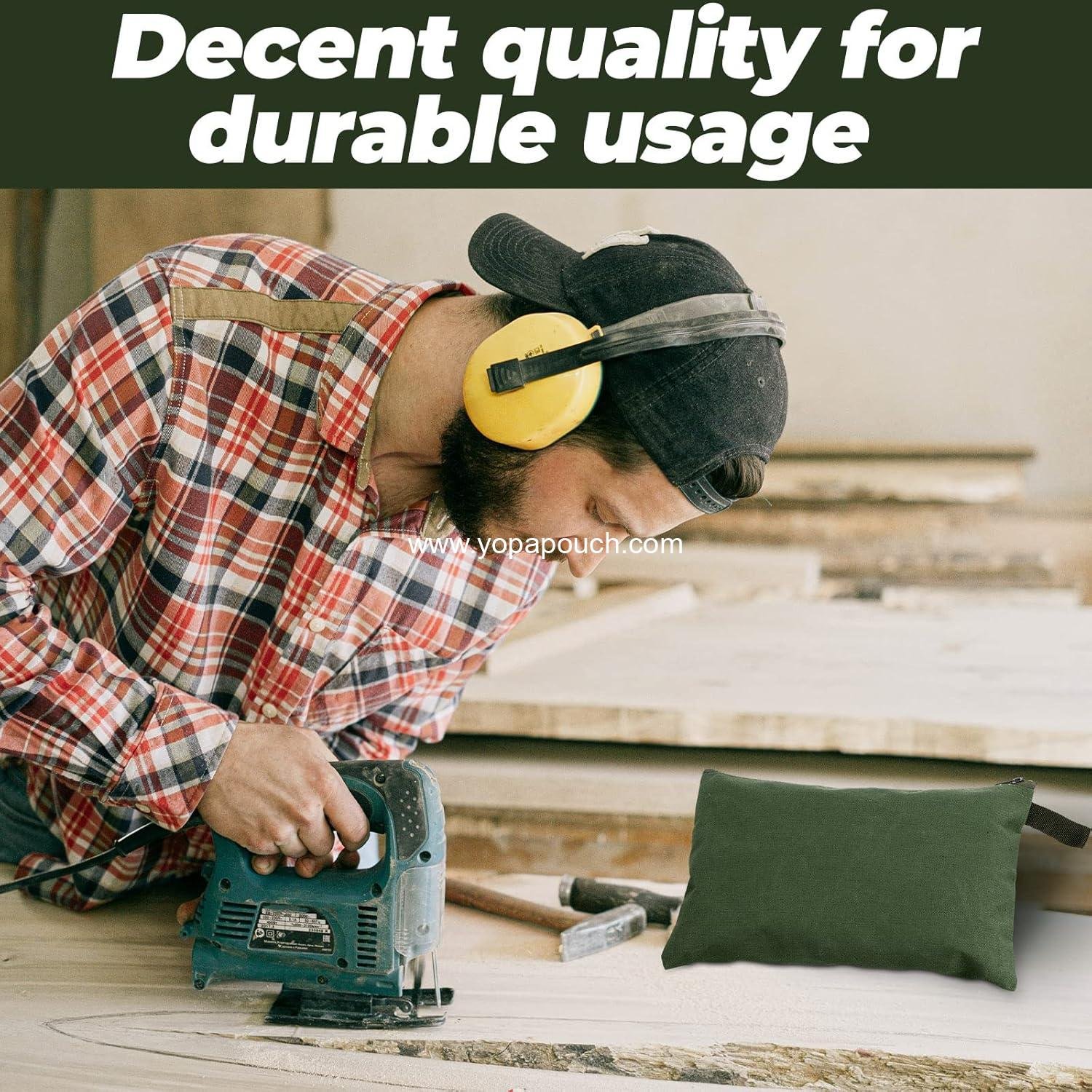 Wholesale 12 Pcs Canvas Tool Bag Pouch Heavy Duty Zipper Organizer 11.81 x 7.87 Inch Utility Tote for Tool Organization (Army Green) Supplier