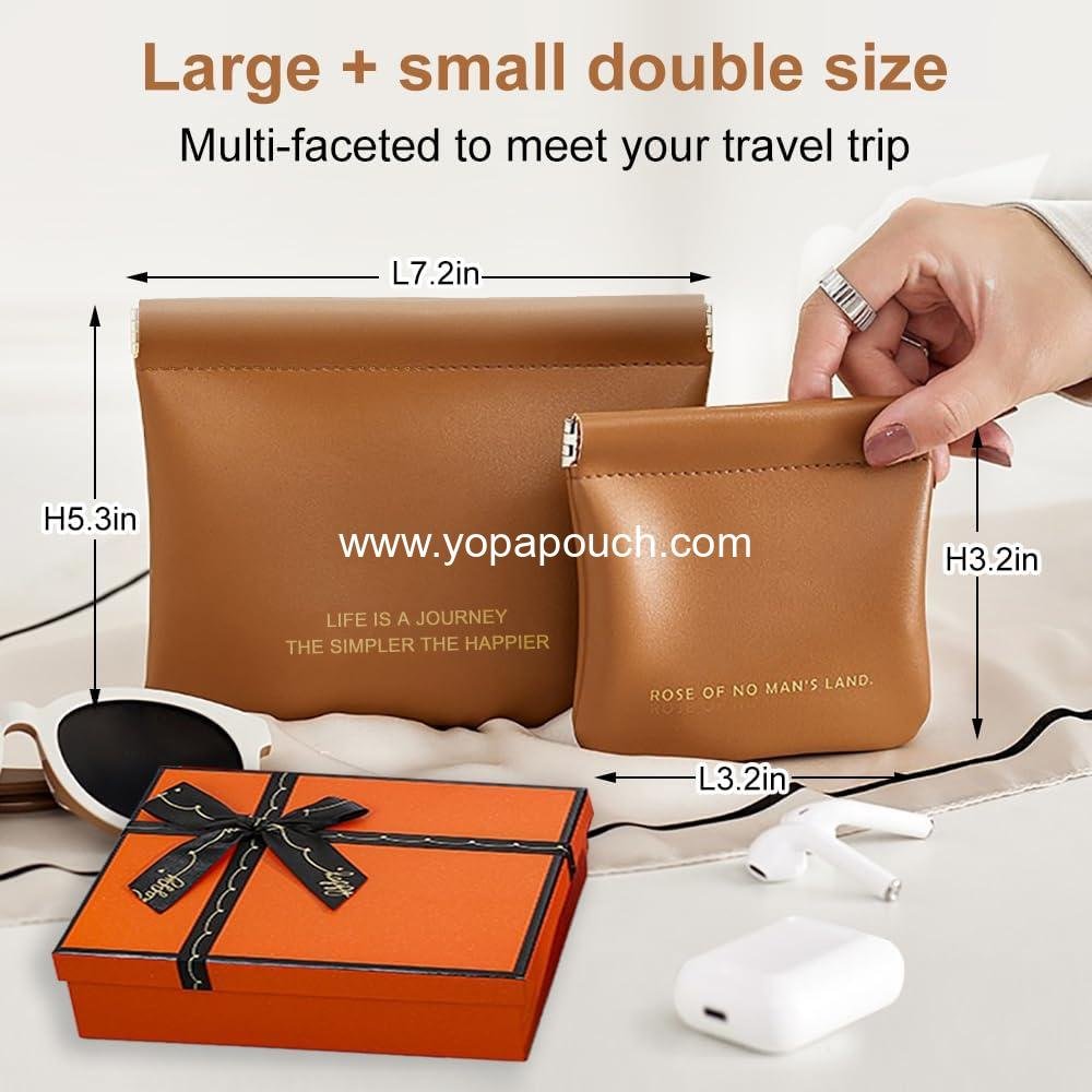 Wholesale small makeup bag for purse, snap closure leather organizer pouch, portable mini storage bag in two sizes, coin purse organizer, supplier. Wholesale small makeup bag for purse, snap closure leather organizer pouch, portable mini storage bag in two sizes, coin purse organizer, supplier.