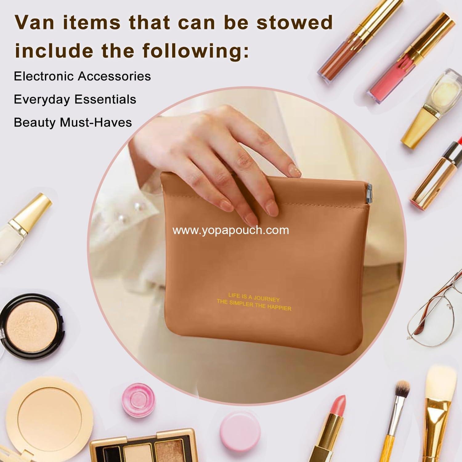 Wholesale small makeup bag for purse, snap closure leather organizer pouch, portable mini storage bag in two sizes, coin purse organizer, supplier. Wholesale small makeup bag for purse, snap closure leather organizer pouch, portable mini storage bag in two sizes, coin purse organizer, supplier.