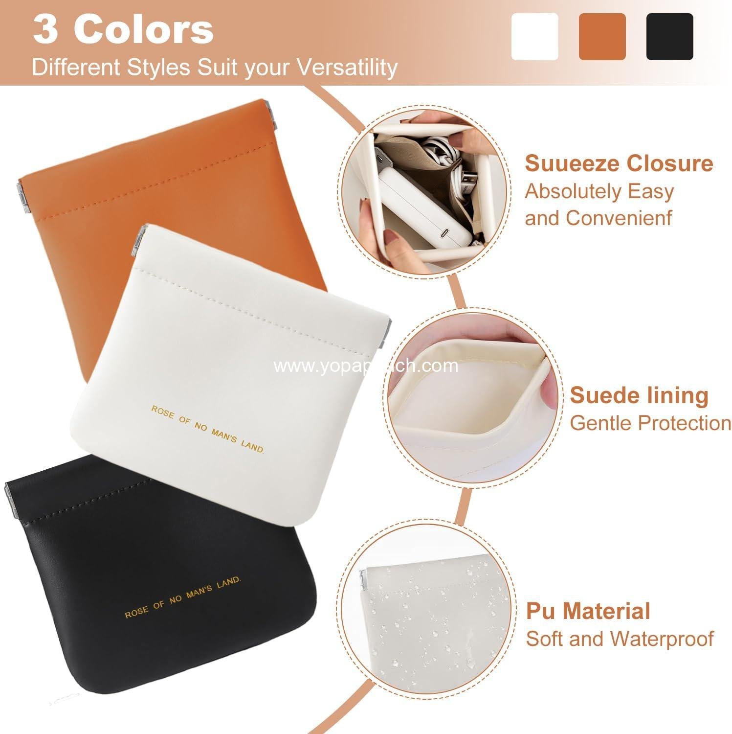 Wholesale small makeup bag for purse, snap closure leather organizer pouch, portable mini storage bag in two sizes, coin purse organizer, supplier. Wholesale small makeup bag for purse, snap closure leather organizer pouch, portable mini storage bag in two sizes, coin purse organizer, supplier.