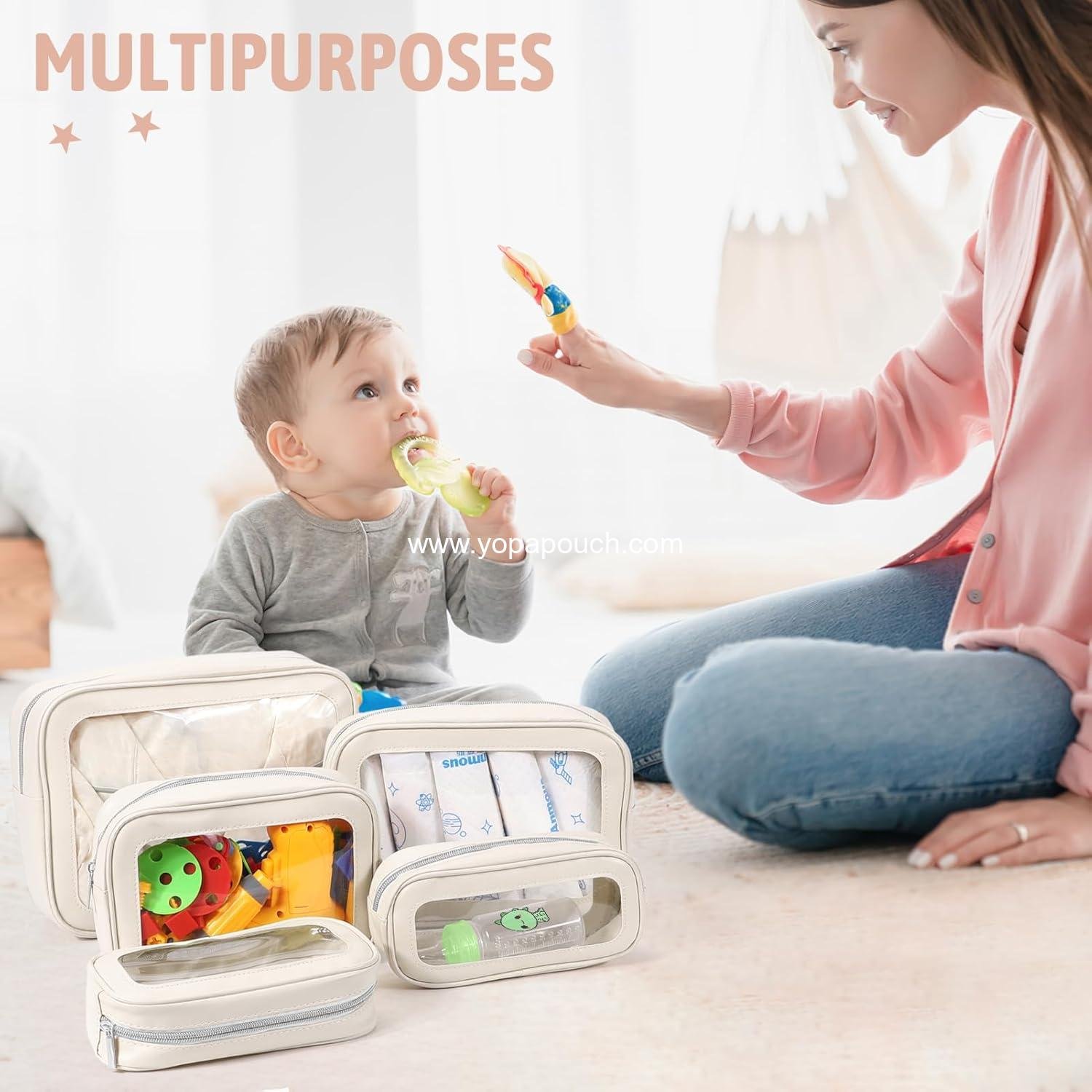 Wholesale 5PCS Diaper Bag Organizer Pouch Set, TSA Approved Clear Waterproof TPU Makeup Bags, Travel Organizer for Women and Kids, Christmas Gift, Supplier