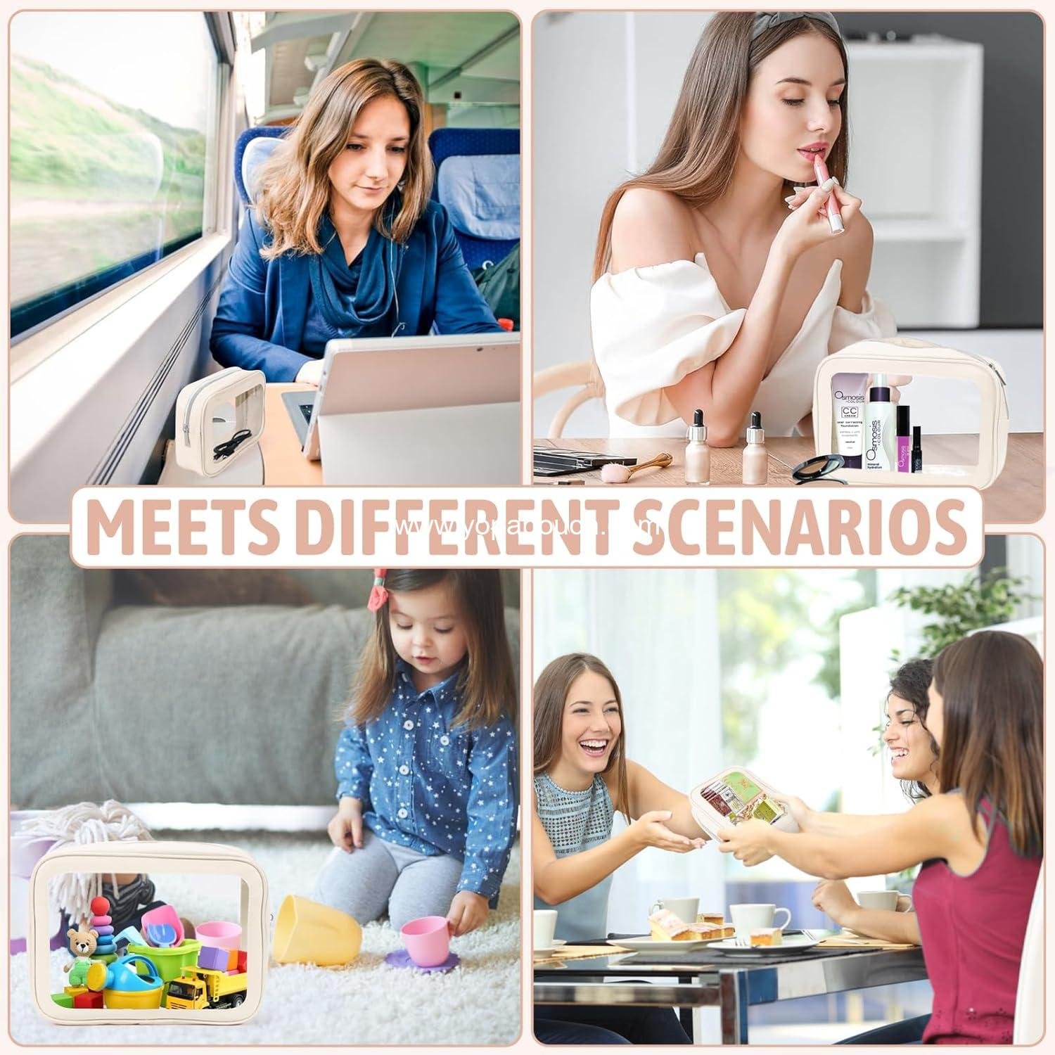 Wholesale 5PCS Diaper Bag Organizer Pouch Set, TSA Approved Clear Waterproof TPU Makeup Bags, Travel Organizer for Women and Kids, Christmas Gift, Supplier