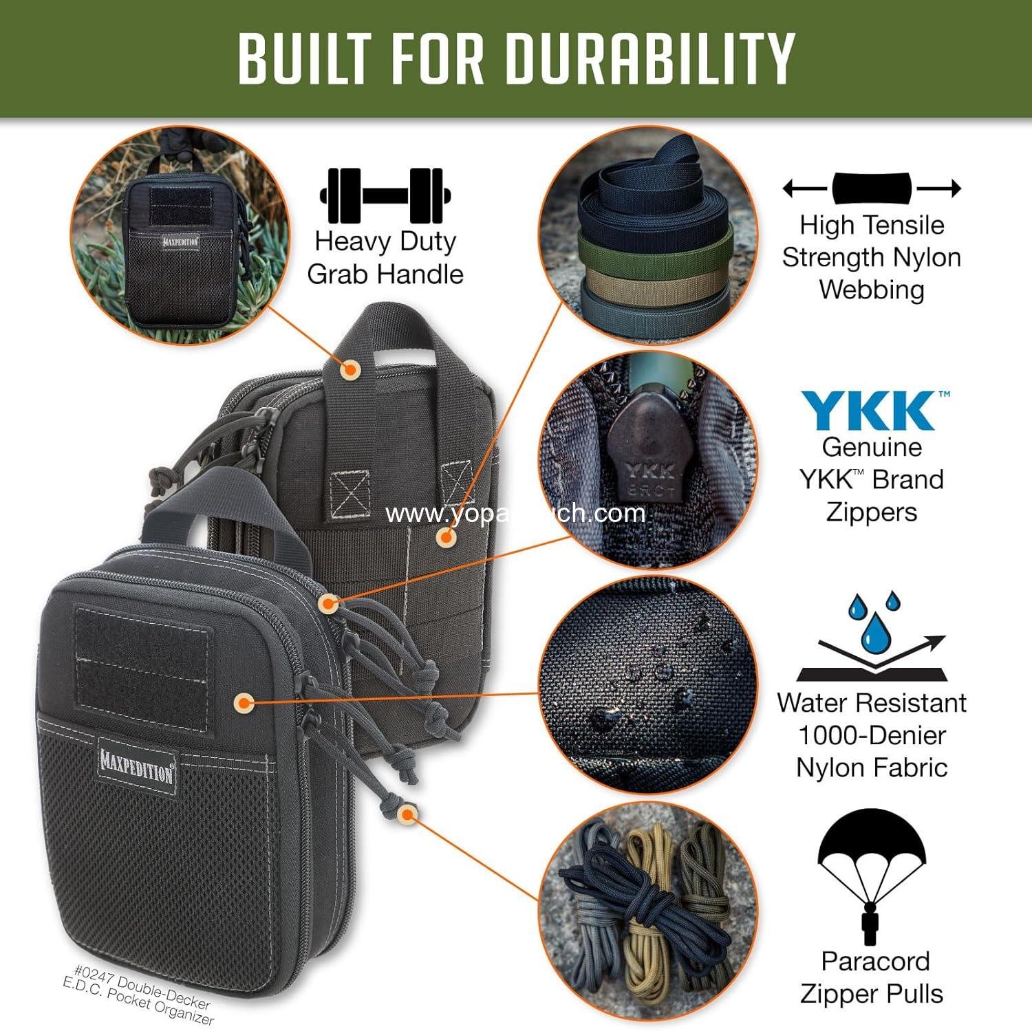 Wholesale Double-Decker EDC Pocket Organizer (5” x 2.5” x 7”) Tactical Tool Pouch for Everyday Carry, MOLLE Accessories, Manufacturer