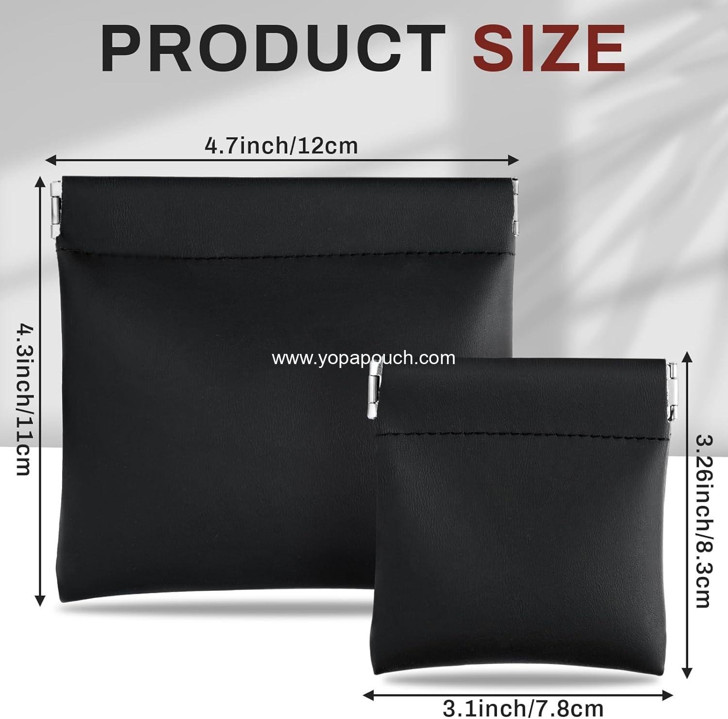 OEM 3 Pcs PU Leather Coin Purse Black Change Holder No Zipper Self Closing Pouch for Men, 2 Sizes – Supplier