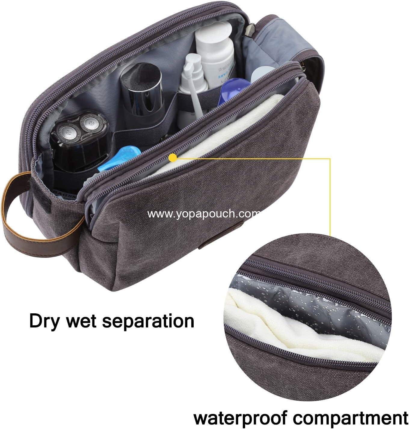 OEM Water-resistant Canvas Travel Toiletry Organizer Dopp Kit for Men – Medium Shaving Bag for Toiletries Accessories, Grey Supplier