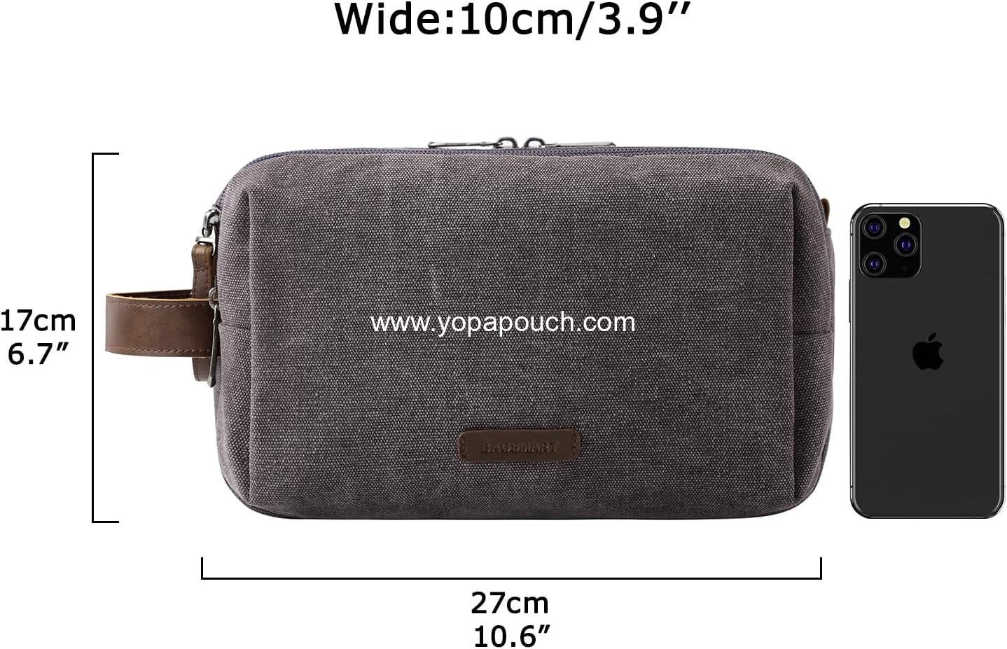 OEM Water-resistant Canvas Travel Toiletry Organizer Dopp Kit for Men – Medium Shaving Bag for Toiletries Accessories, Grey Supplier