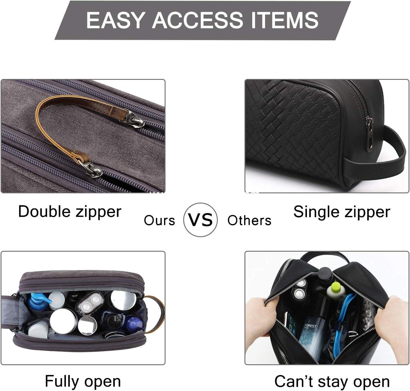 OEM Water-resistant Canvas Travel Toiletry Organizer Dopp Kit for Men – Medium Shaving Bag for Toiletries Accessories, Grey Supplier