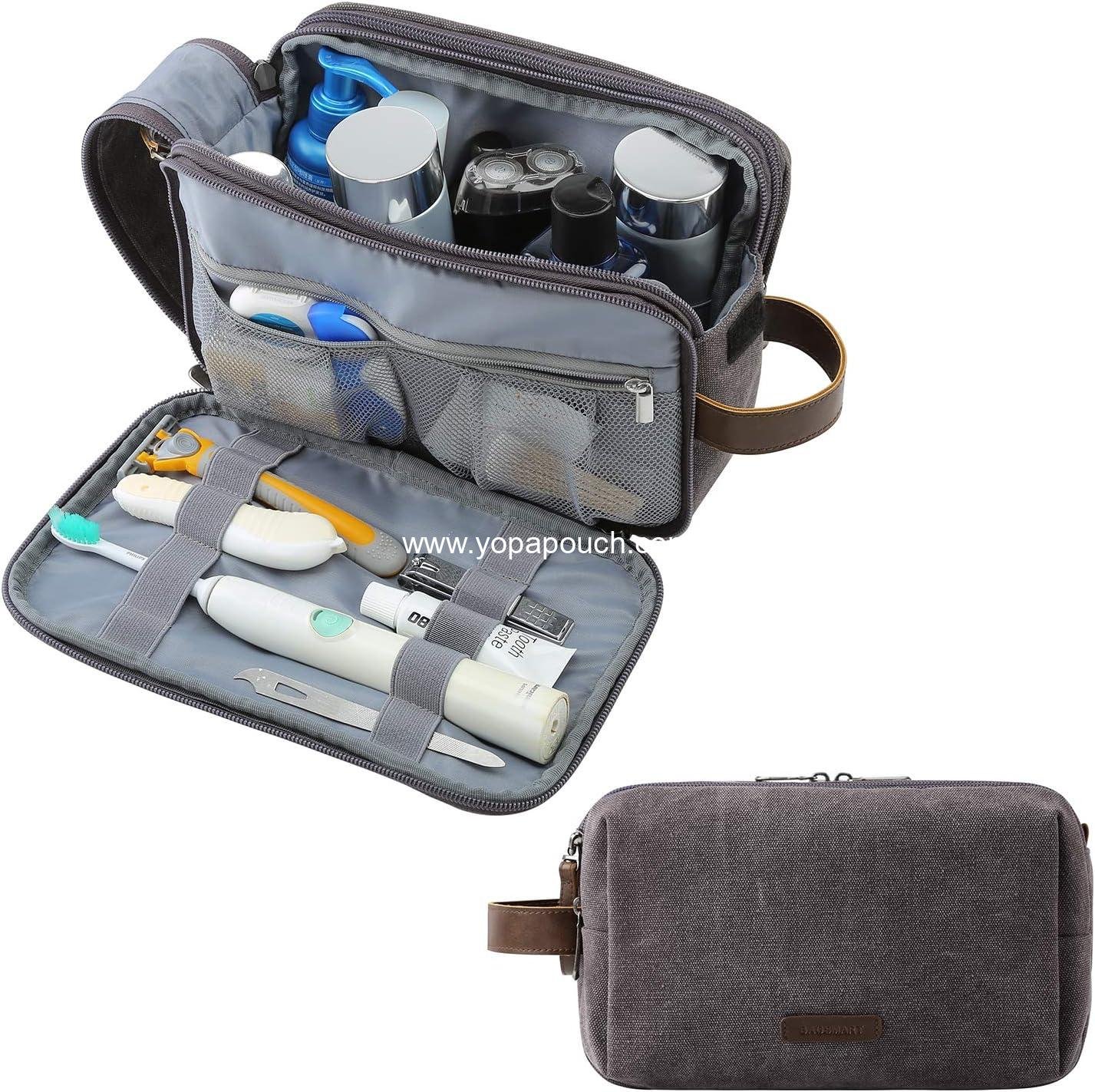 OEM Water-resistant Canvas Travel Toiletry Organizer Dopp Kit for Men – Medium Shaving Bag for Toiletries Accessories, Grey Supplier