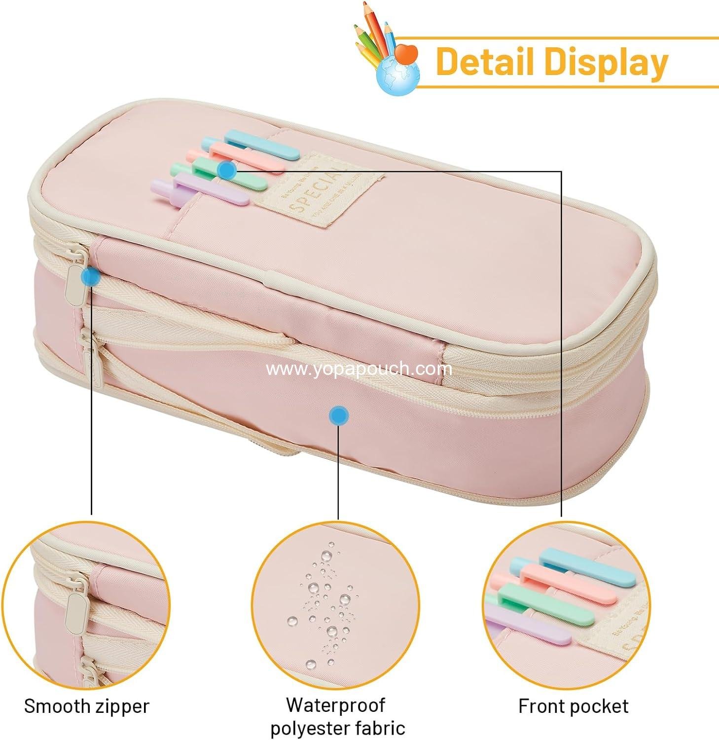Wholesale Large Capacity Pencil Case Pouch, Cute Aesthetic Zipper Pencil Case, Portable Office Stationery and Makeup Bag, Desk Organizer for College Adults - Green Manufacturer