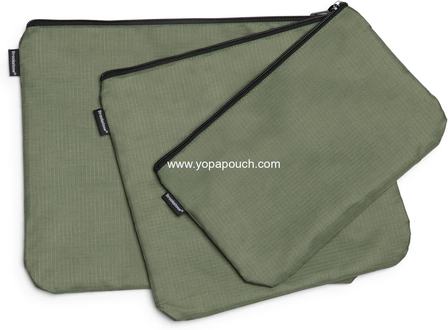 Wholesale 3 Piece Flexible Expandable Zippered Pouch Set - Travel Organizer Bags, One Size, Olive Supplier